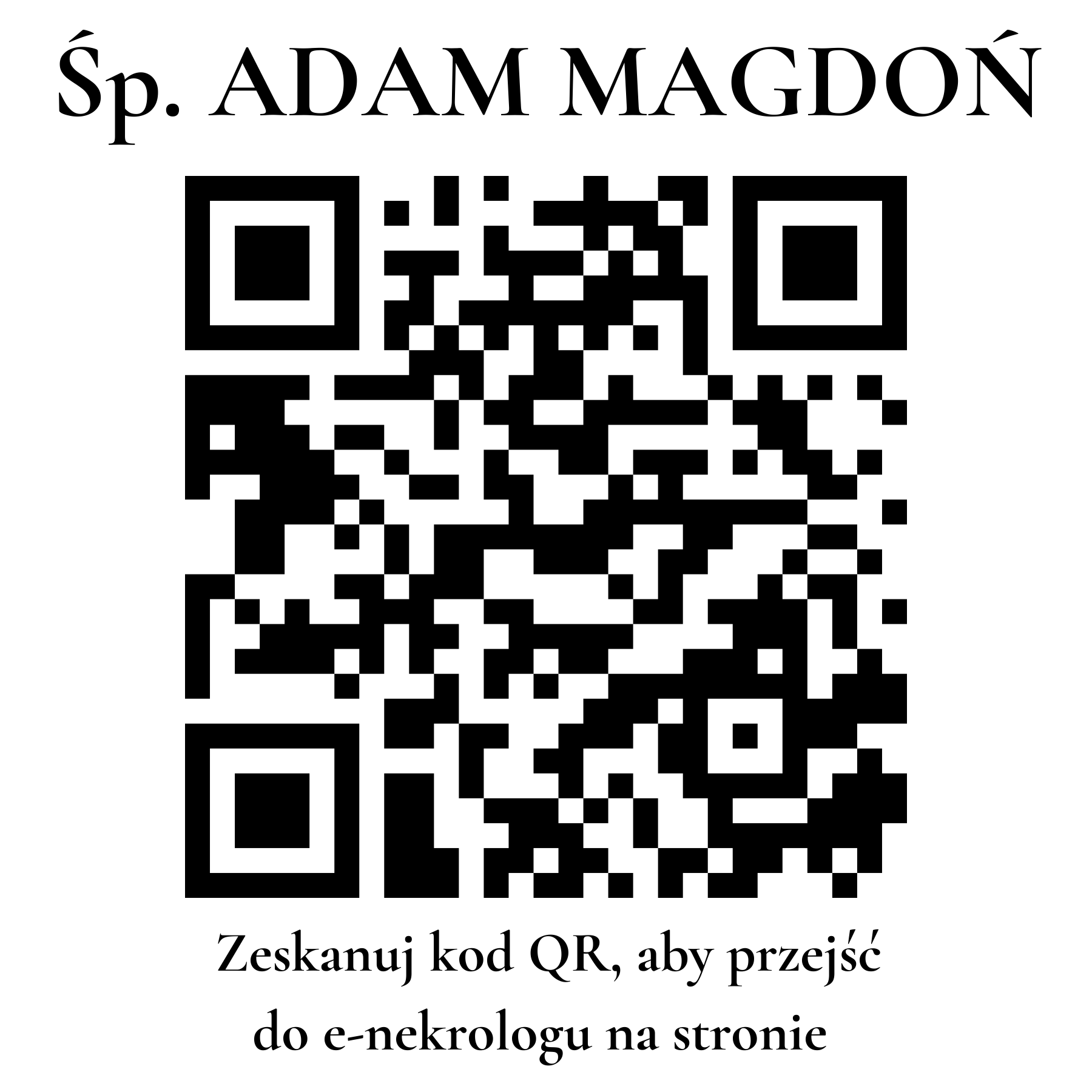 Kod QR do nekrologu ADAM MAGDOŃ