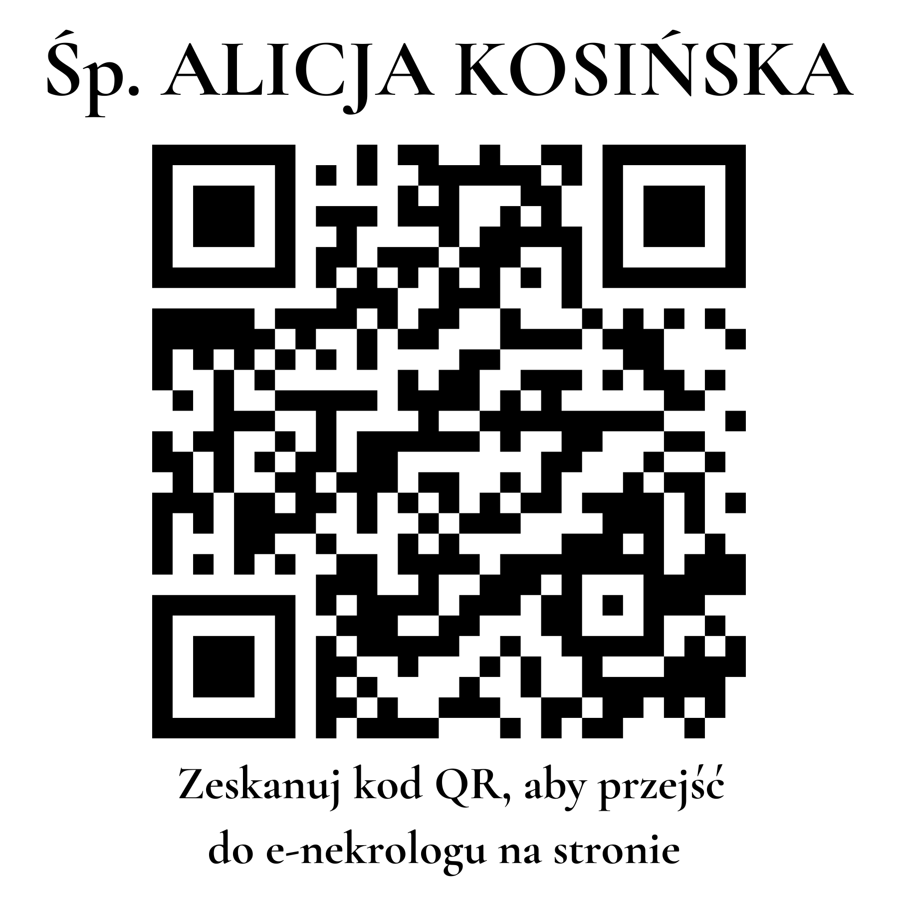 Kod QR do nekrologu ALICJA KOSIŃSKA