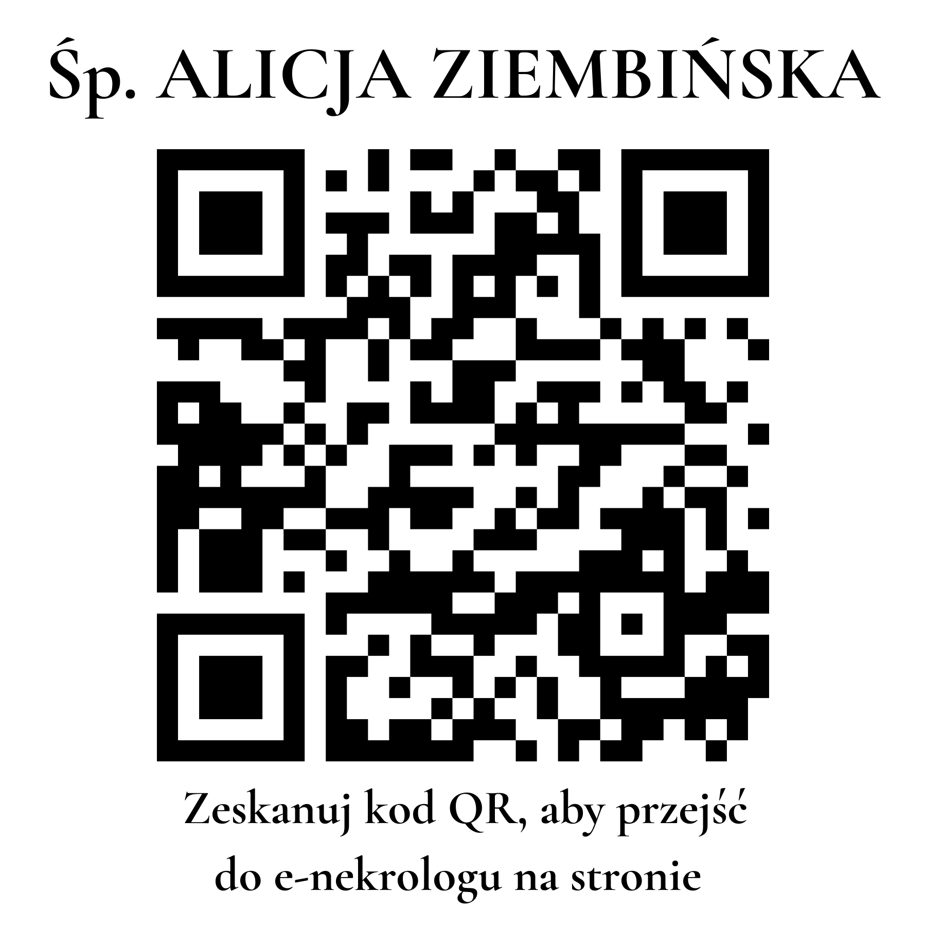 Kod QR do nekrologu ALICJA ZIEMBIŃSKA