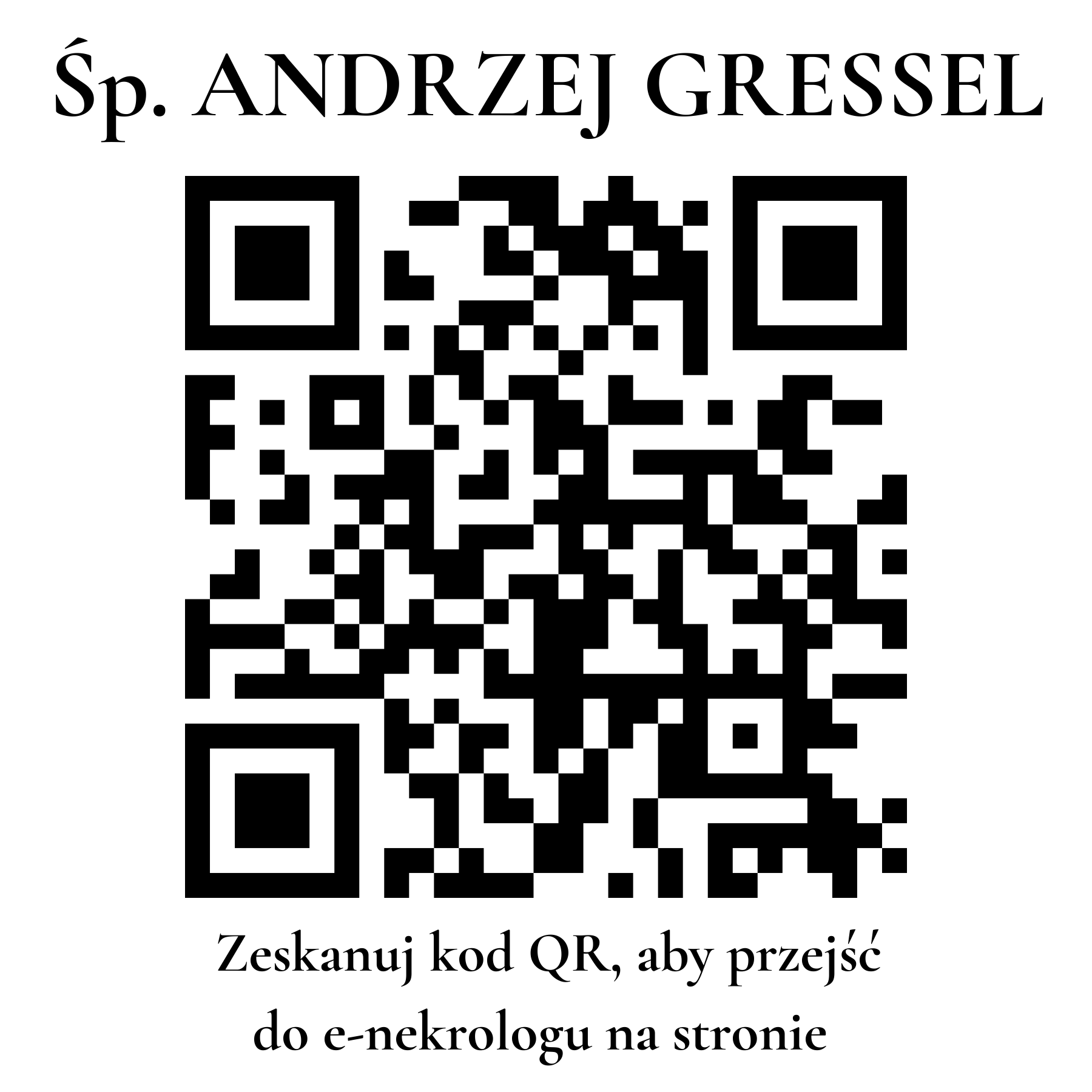 Kod QR do nekrologu ANDRZEJ GRESSEL Kod QR do nekrologu ANDRZEJ GRESSEL