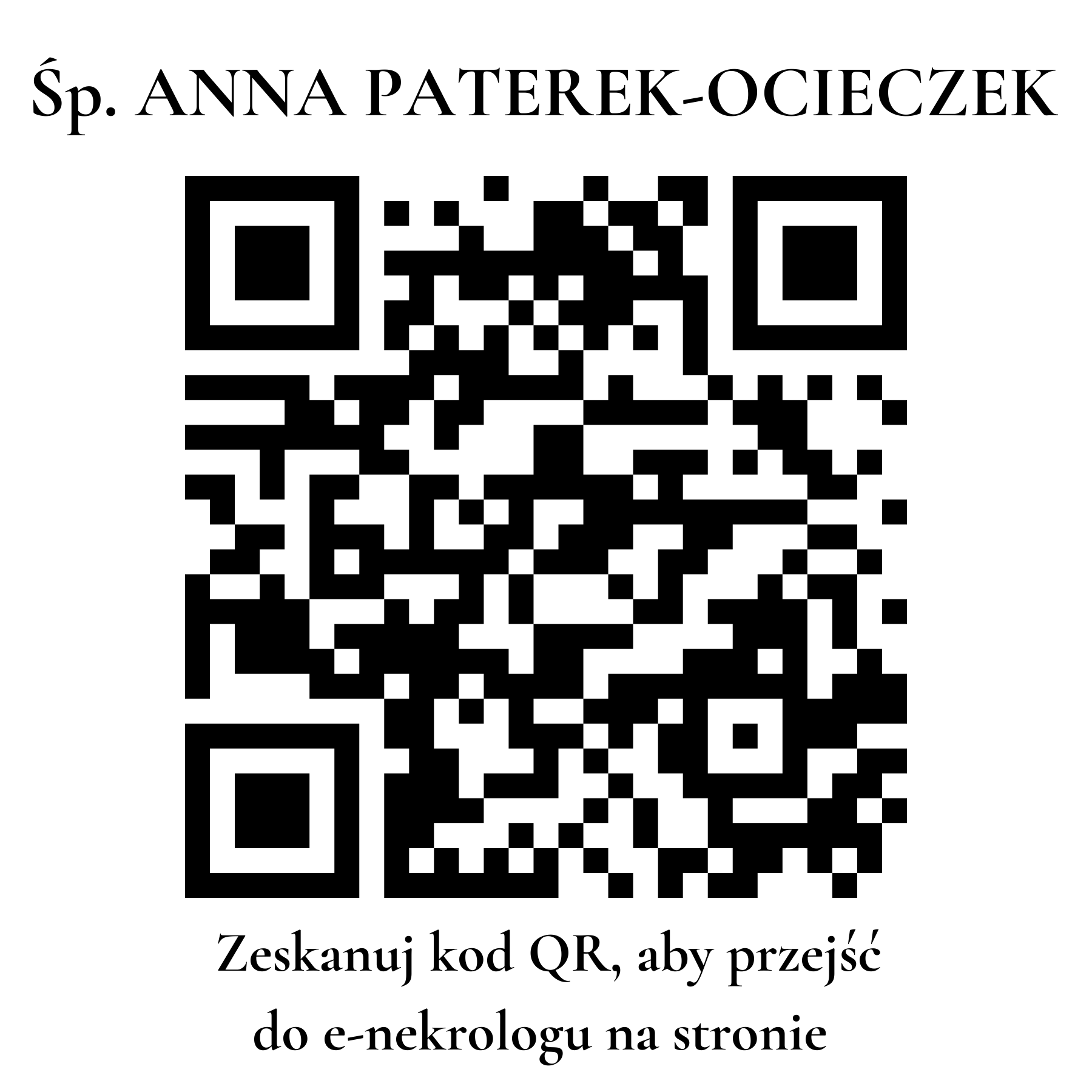 Kod QR do nekrologu ANNA PATEREK-OCIECZEK