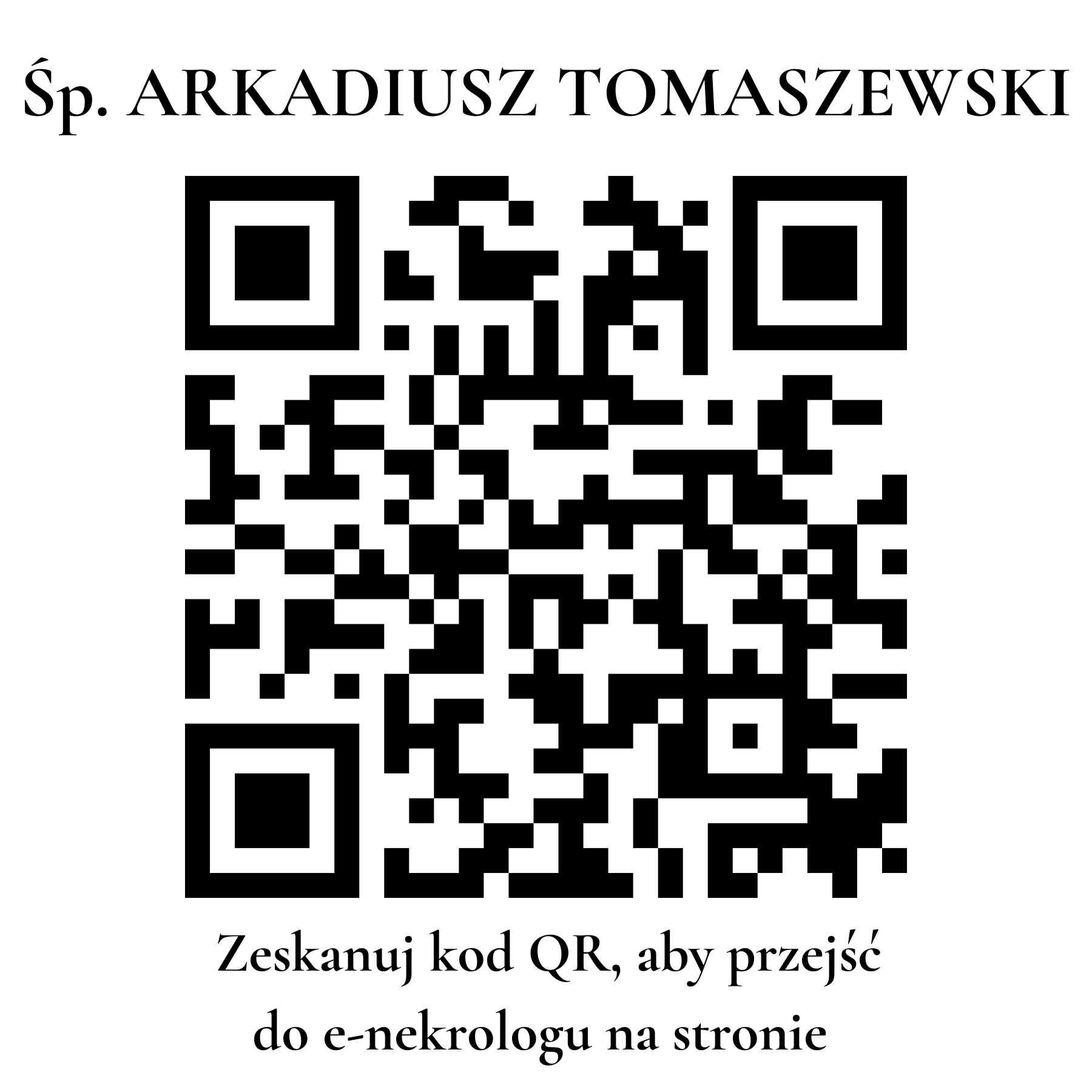Kod QR do nekrologu ARKADIUSZ TOMASZEWSKI