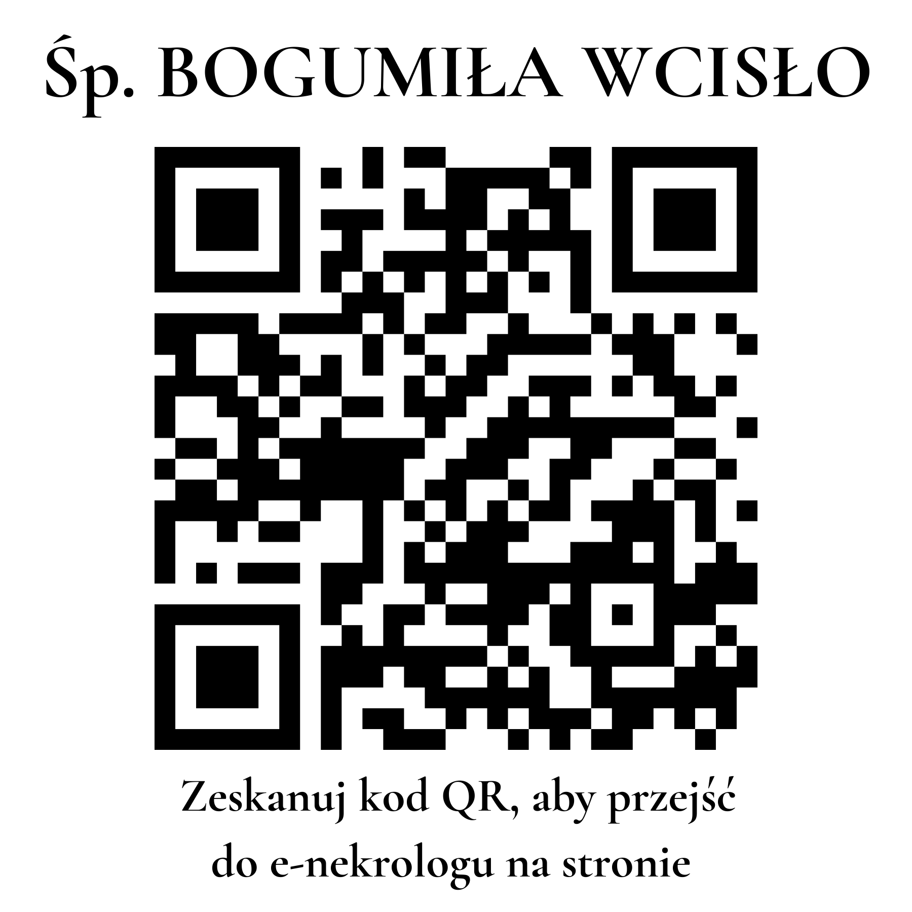 Kod QR do nekrologu BOGUMIŁA WCISŁO