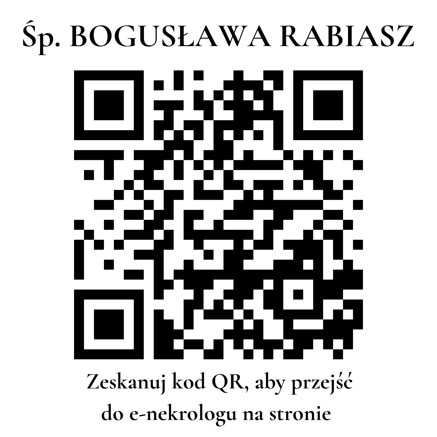 Kod QR do nekrologu BOGUSŁAWA RABIASZ