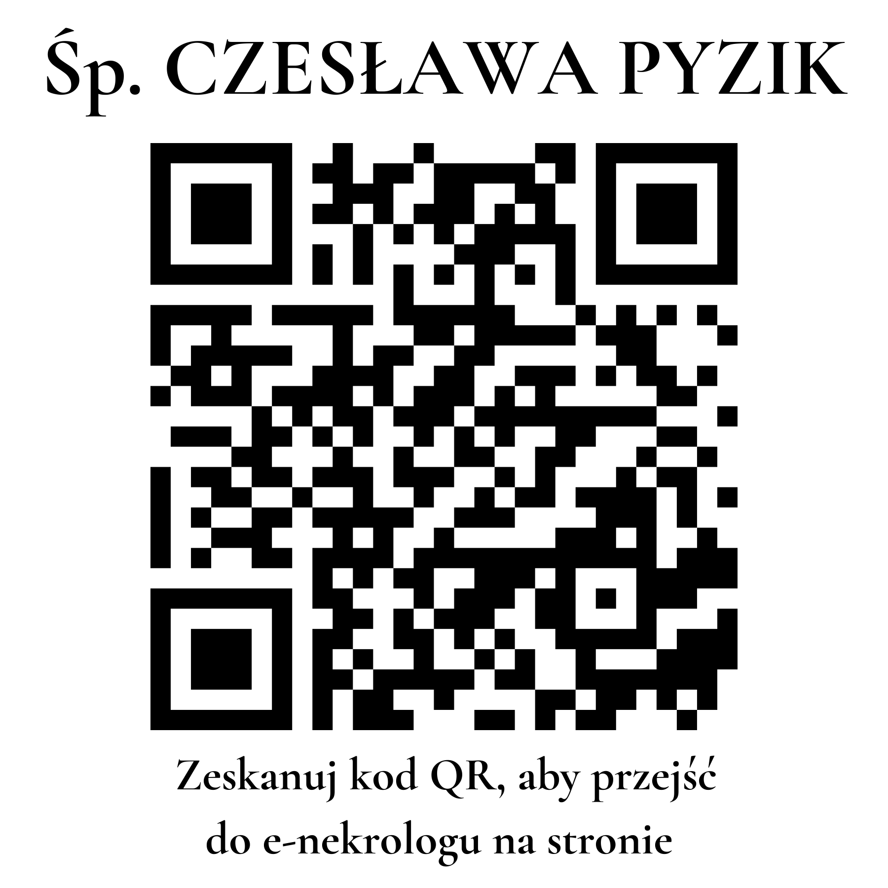 Kod QR do nekrologu CZESŁAWA PYZIK