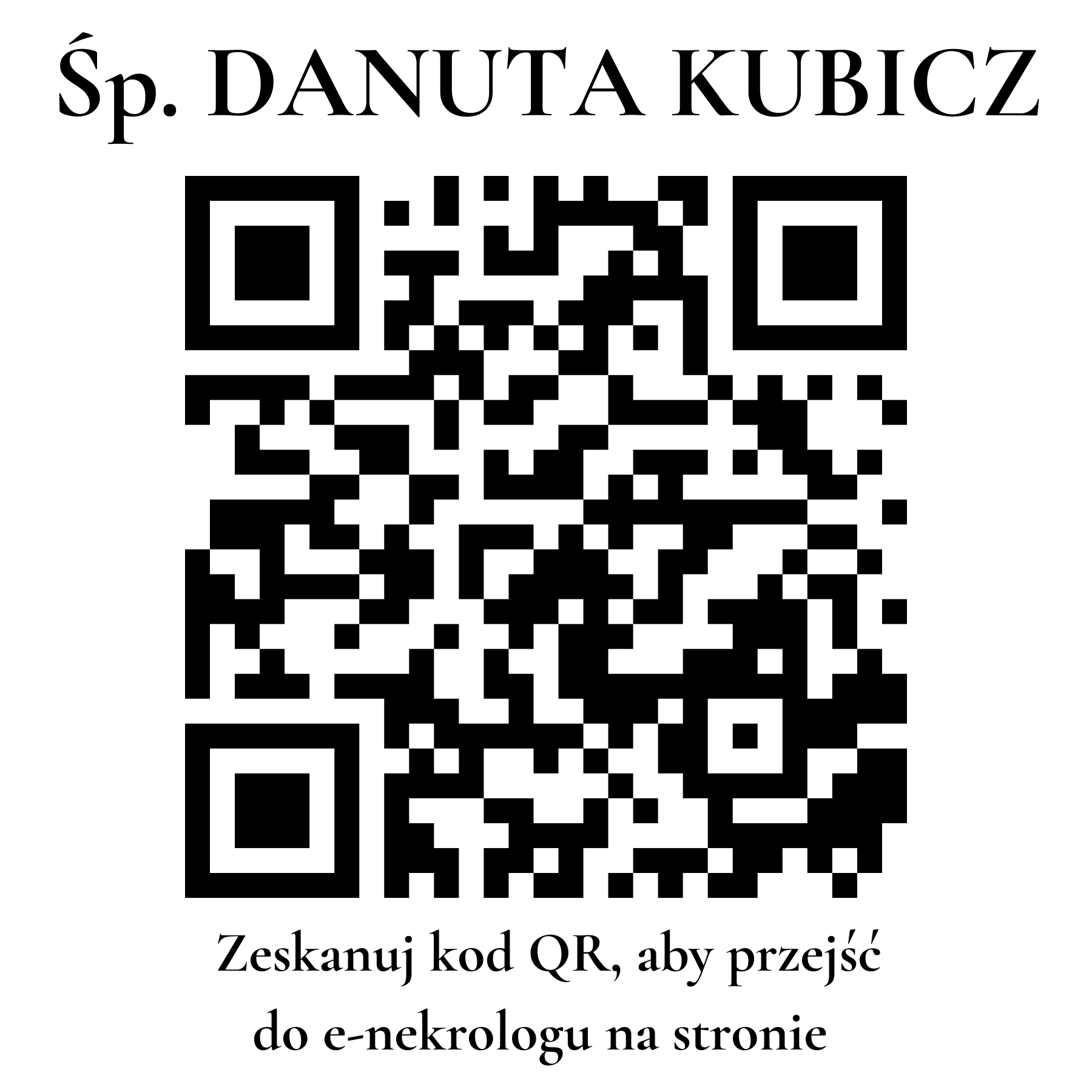 Kod QR do nekrologu DANUTA KUBICZ Kod QR do nekrologu DANUTA KUBICZ