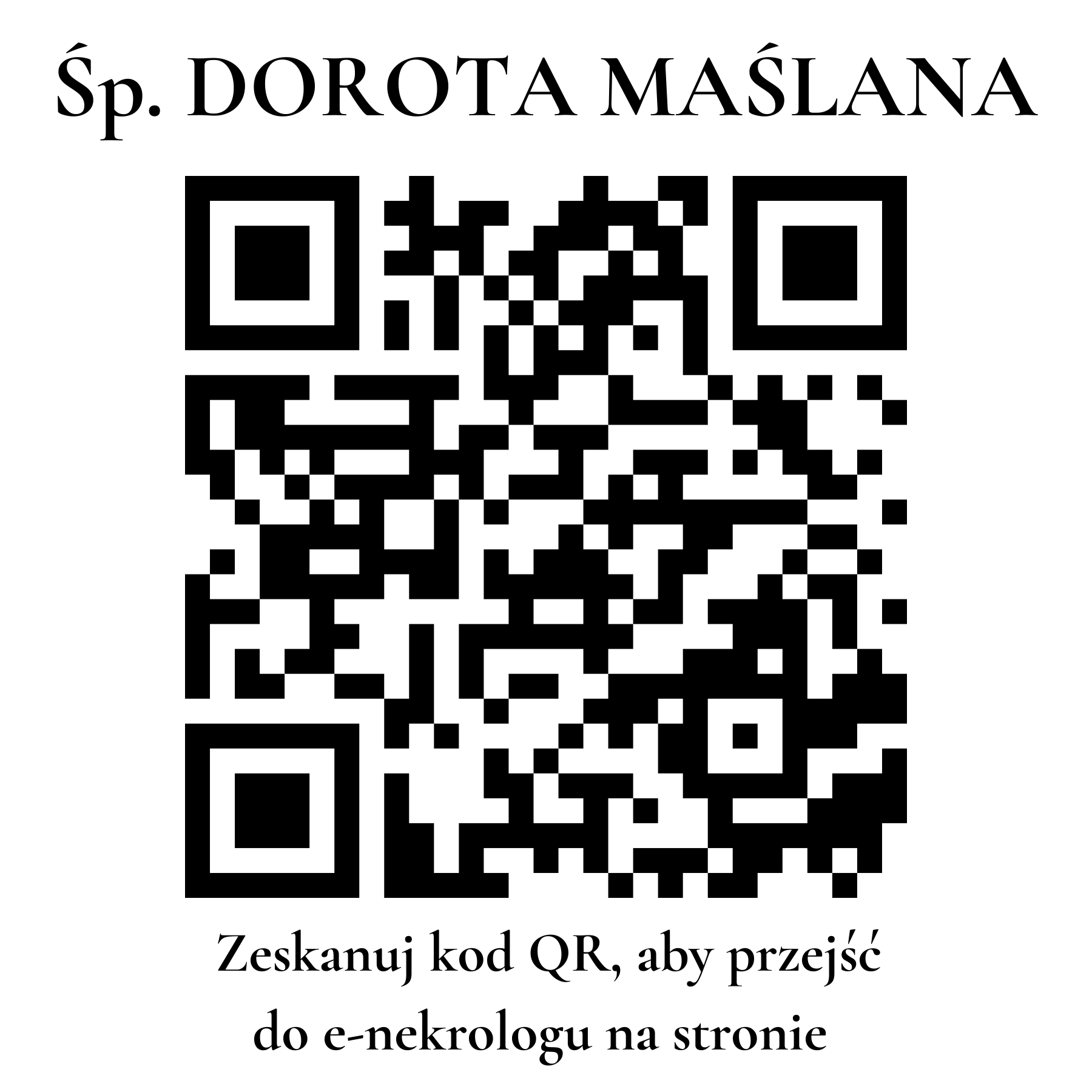 Kod QR do nekrologu DOROTA MAŚLANA