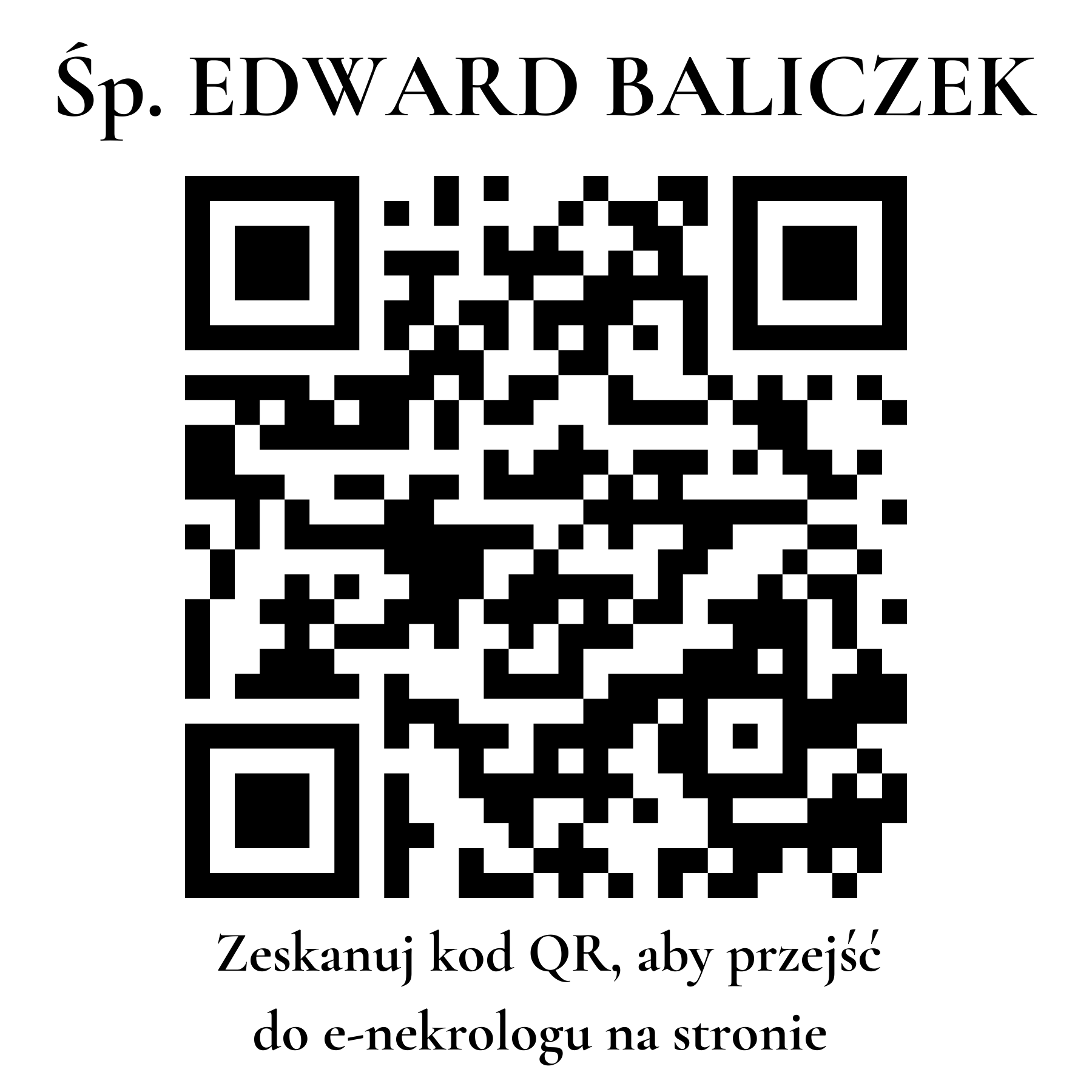 Kod QR do nekrologu EDWARD BALICZEK