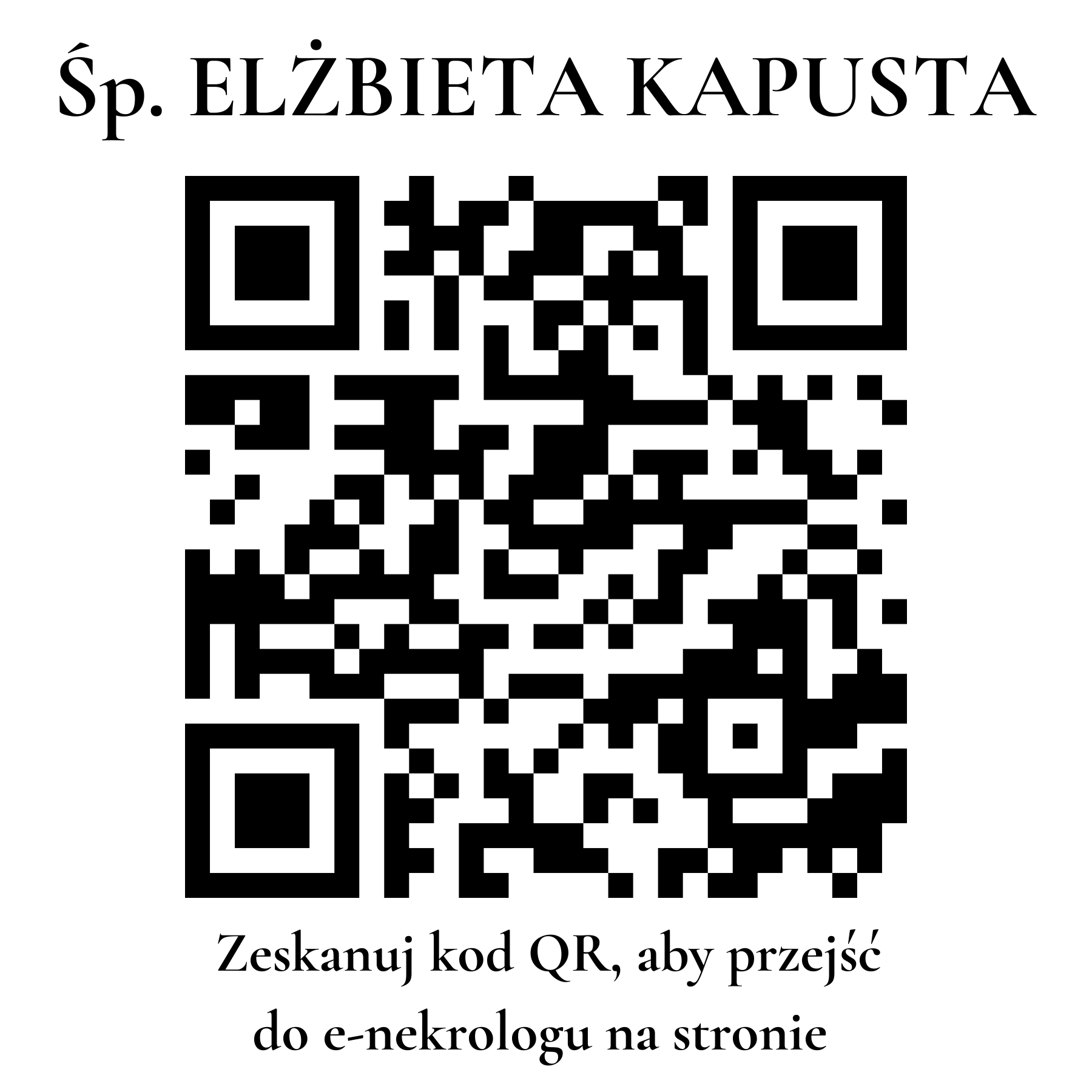 Kod QR do nekrologu ELŻBIETA KAPUSTA