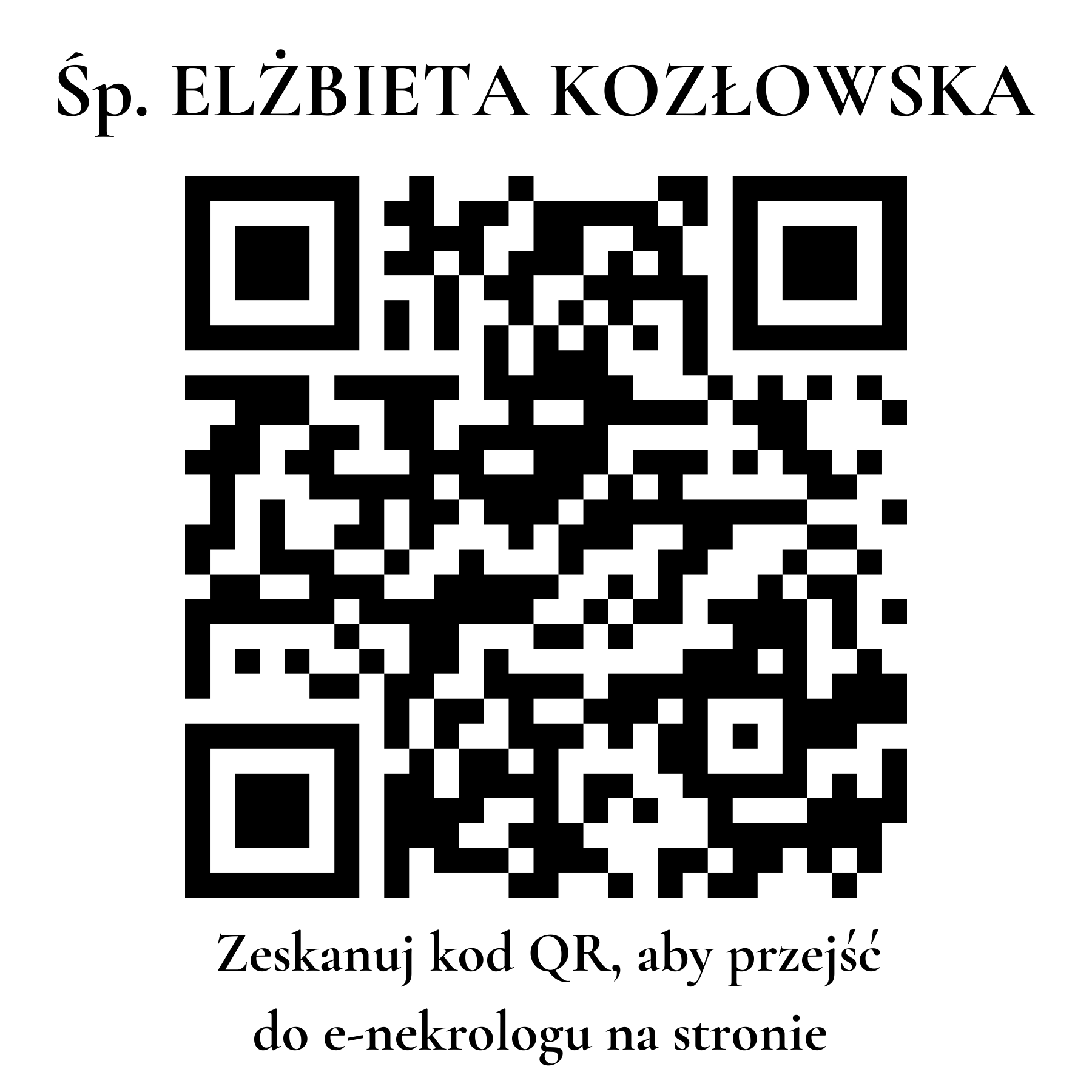 Kod QR do nekrologu ELŻBIETA KOZŁOWSKA