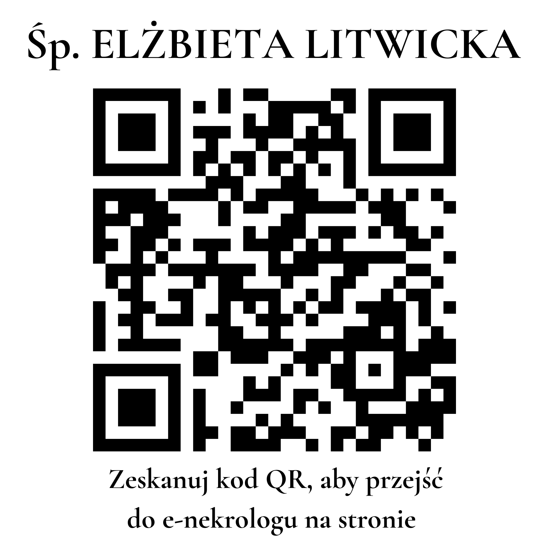 Kod QR do nekrologu ELŻBIETA LITWICKA