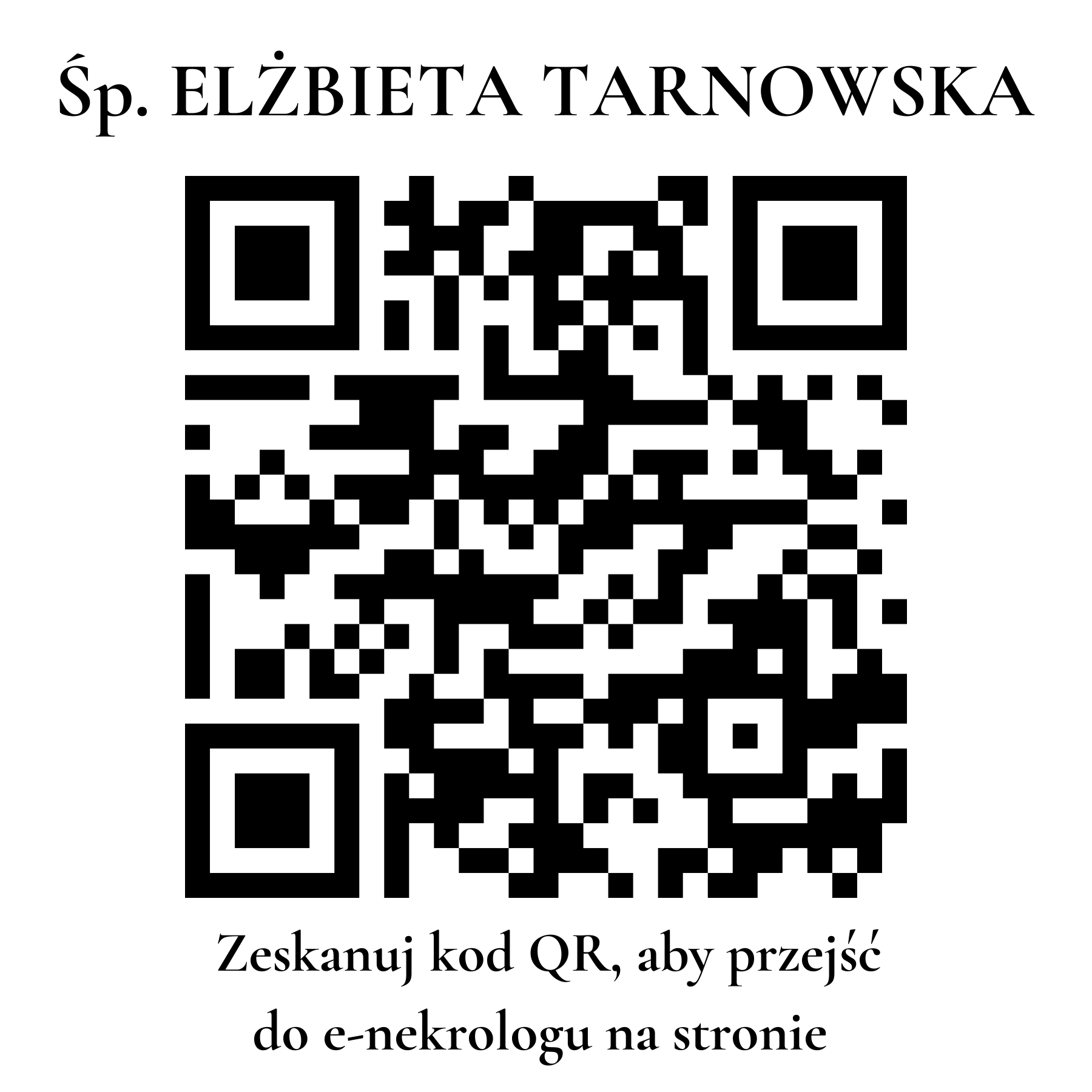Kod QR do nekrologu ELŻBIETA TARNOWSKA