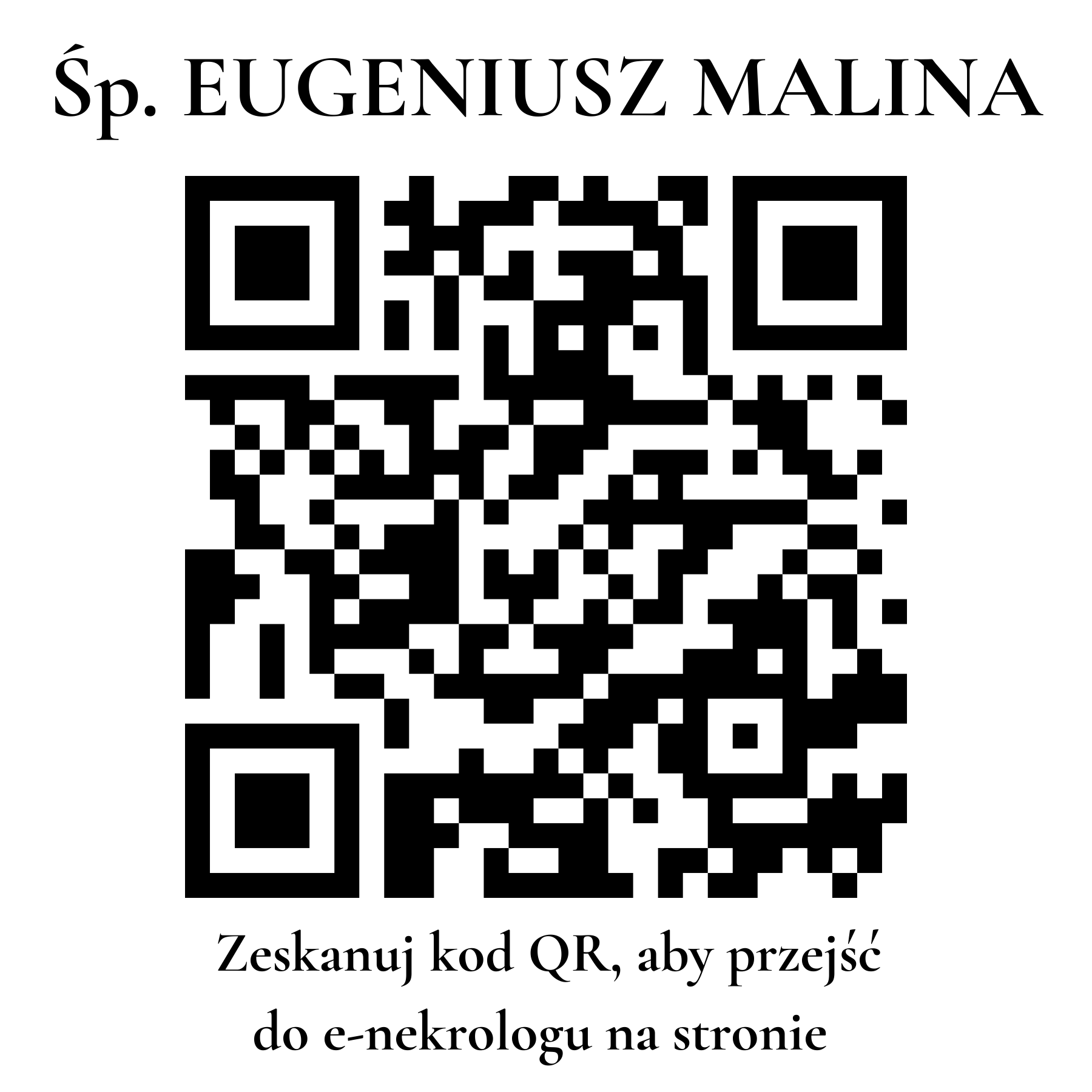Kod QR do nekrologu EUGENIUSZ MALINA