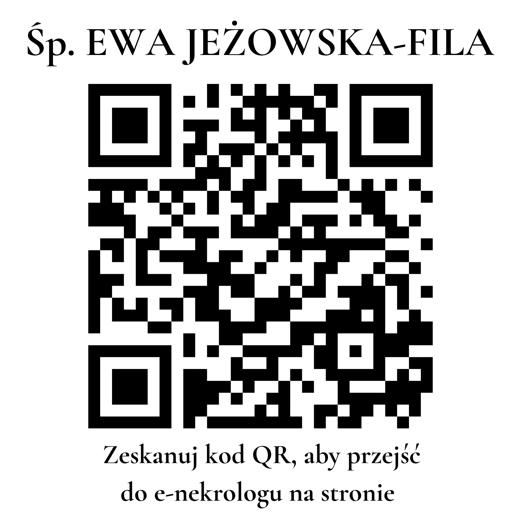 Kod QR do nekrologu EWA JEŻOWSKA-FILA