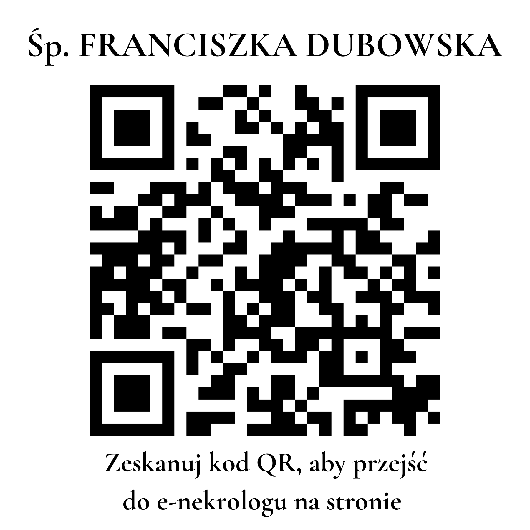 Kod QR do nekrologu FRANCISZKA DUBOWSKA