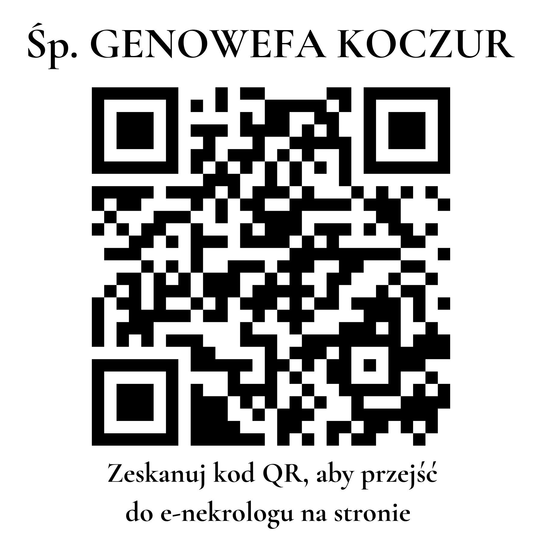 Kod QR do nekrologu GENOWEFA KOCZUR Kod QR do nekrologu GENOWEFA KOCZUR