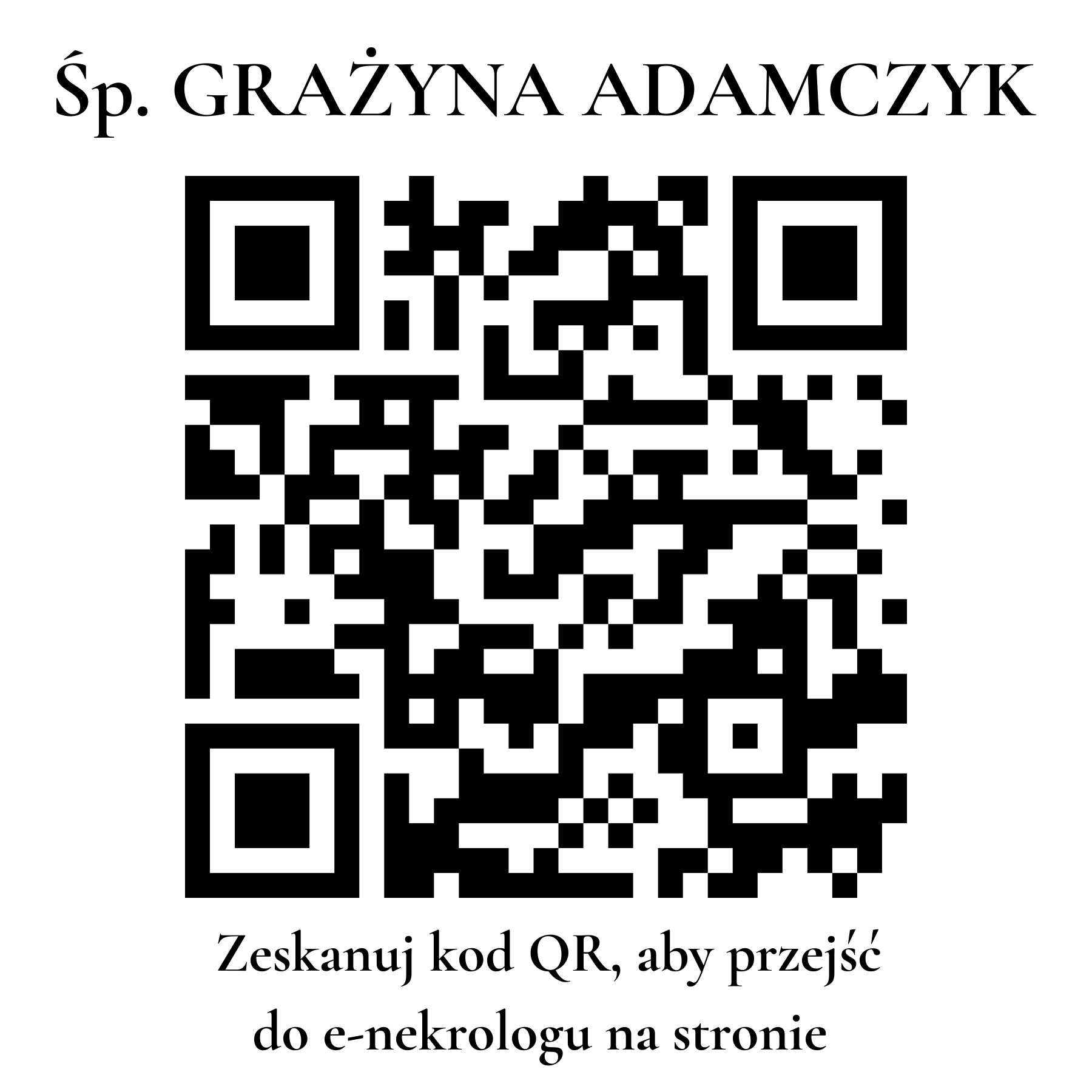 Kod QR do nekrologu GRAŻYNA ADAMCZYK