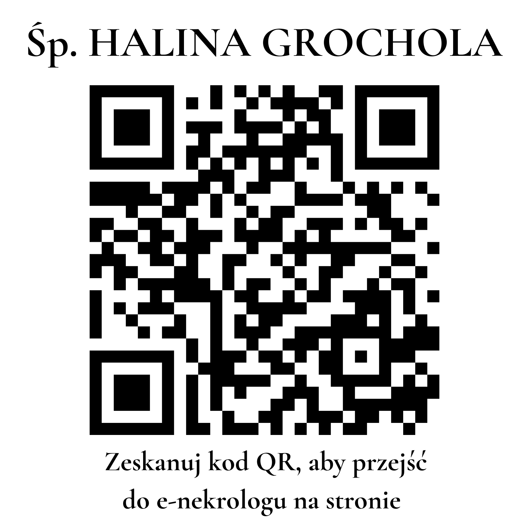 Kod QR do nekrologu HALINA GROCHOLA