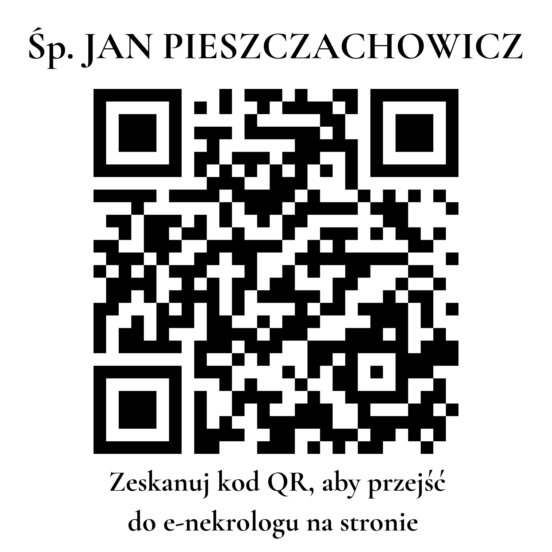 Kod QR do nekrologu JAN PIESZCZACHOWICZ