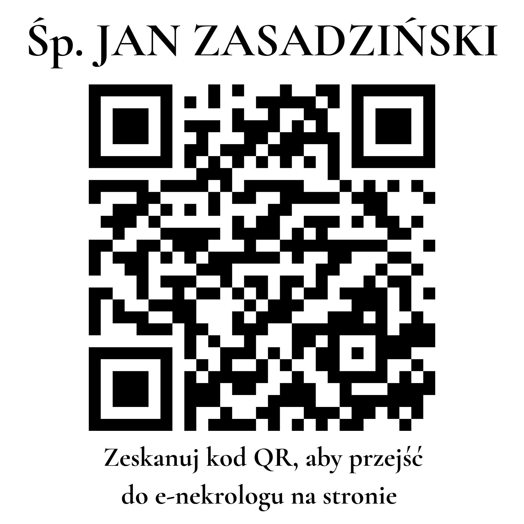 Kod QR do nekrologu JAN ZASADZIŃSKI