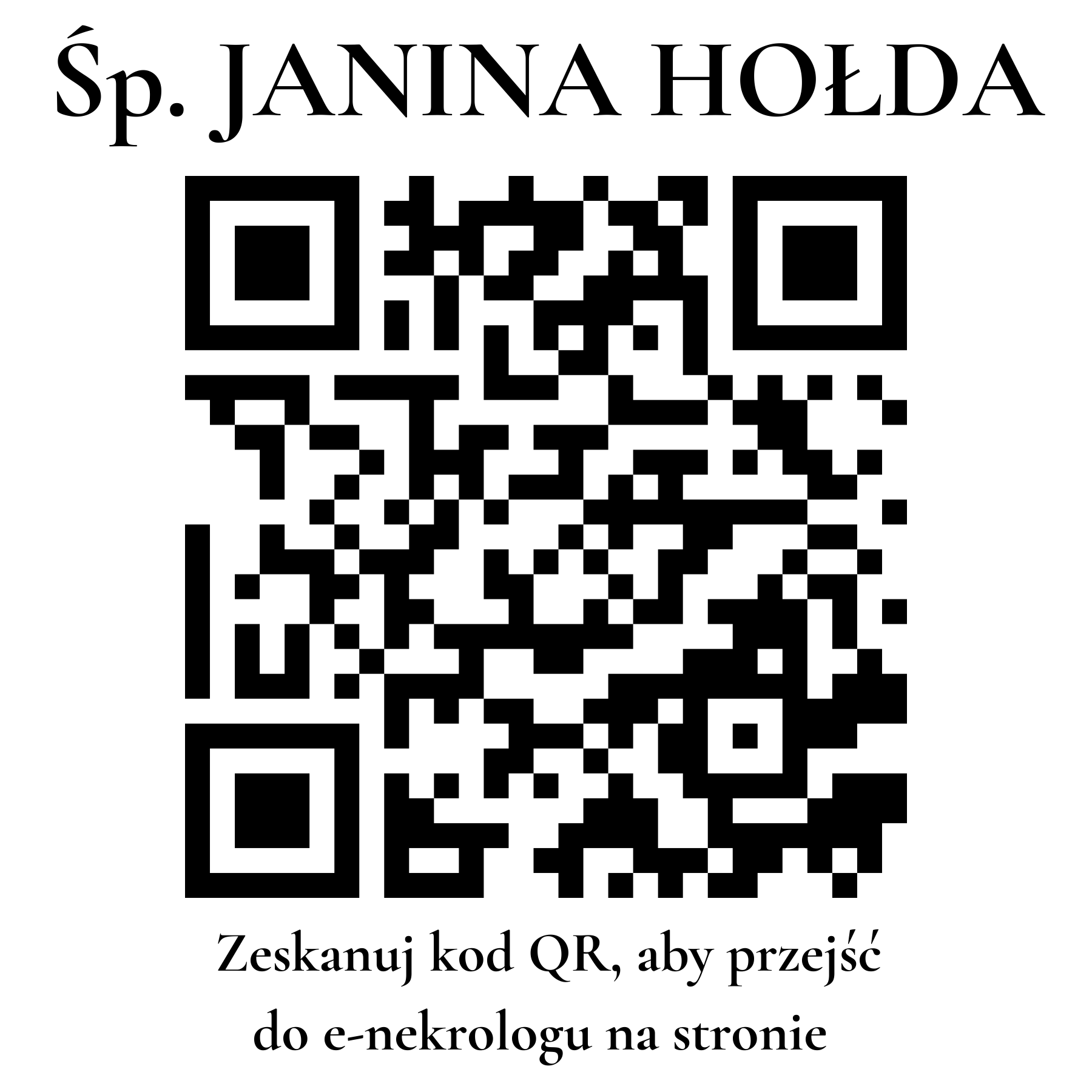 Kod QR do nekrologu JANINA HOŁDA