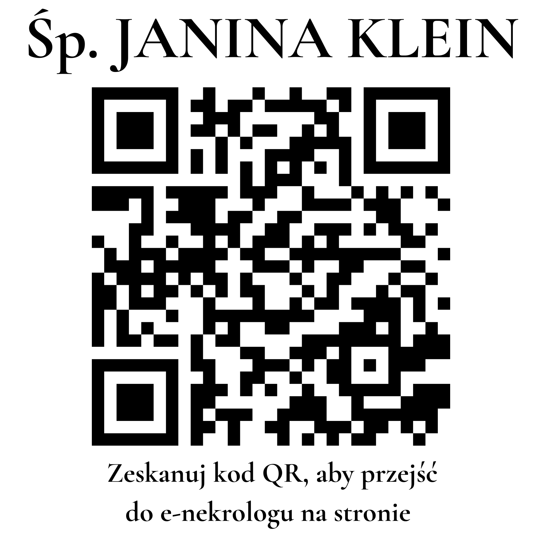 Kod QR do nekrologu JANINA KLEIN