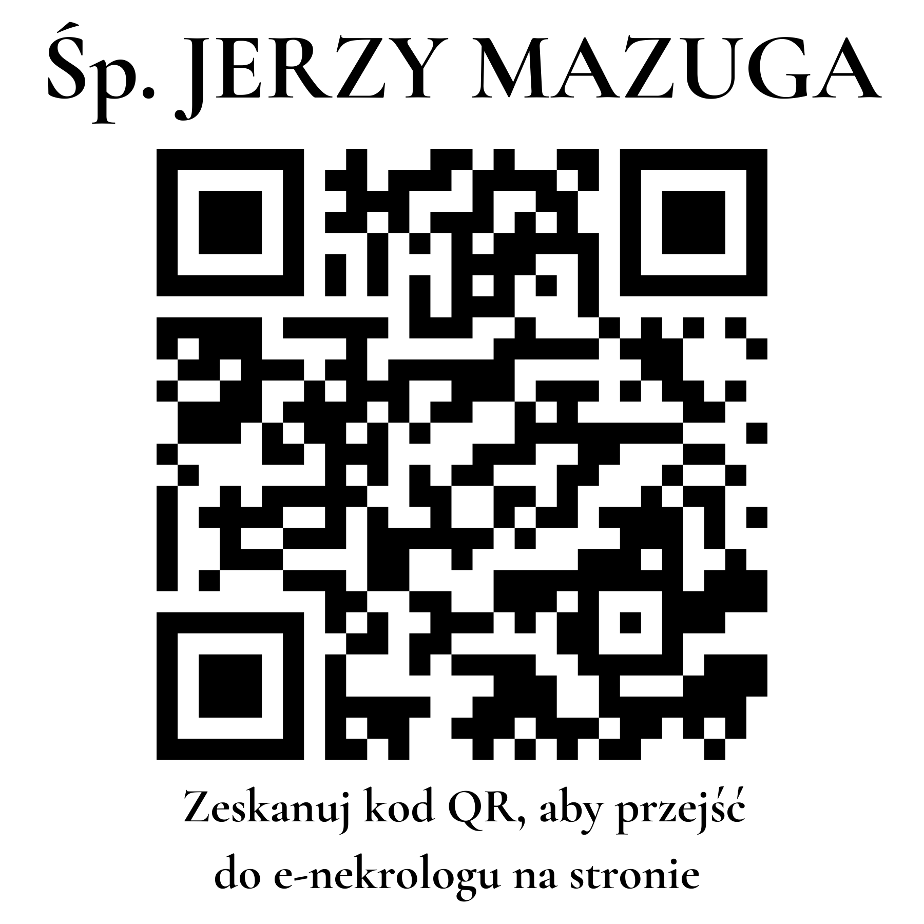 Kod QR do nekrologu JERZY MAZUGA