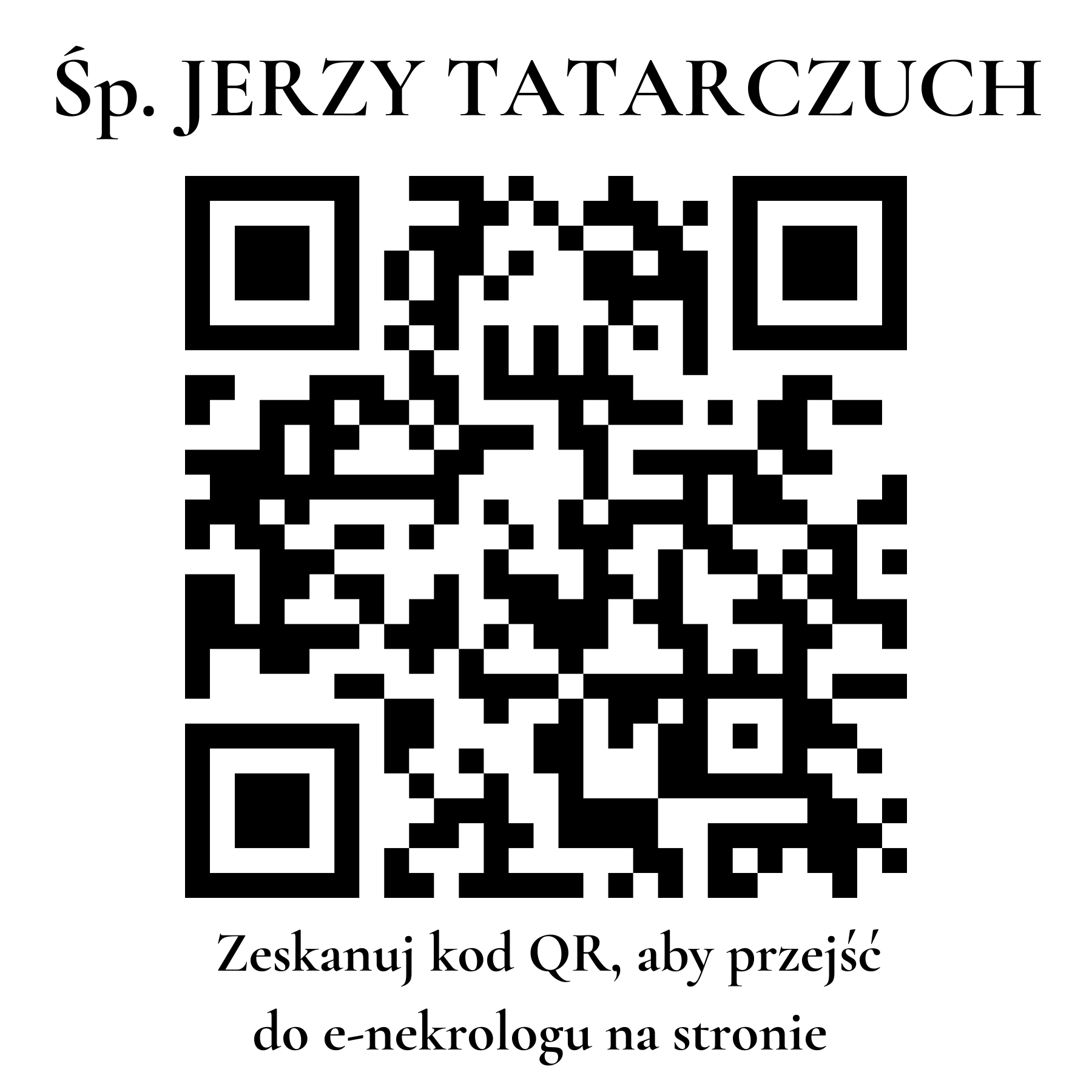 Kod QR do nekrologu JERZY TATARCZUCH Kod QR do nekrologu JERZY TATARCZUCH
