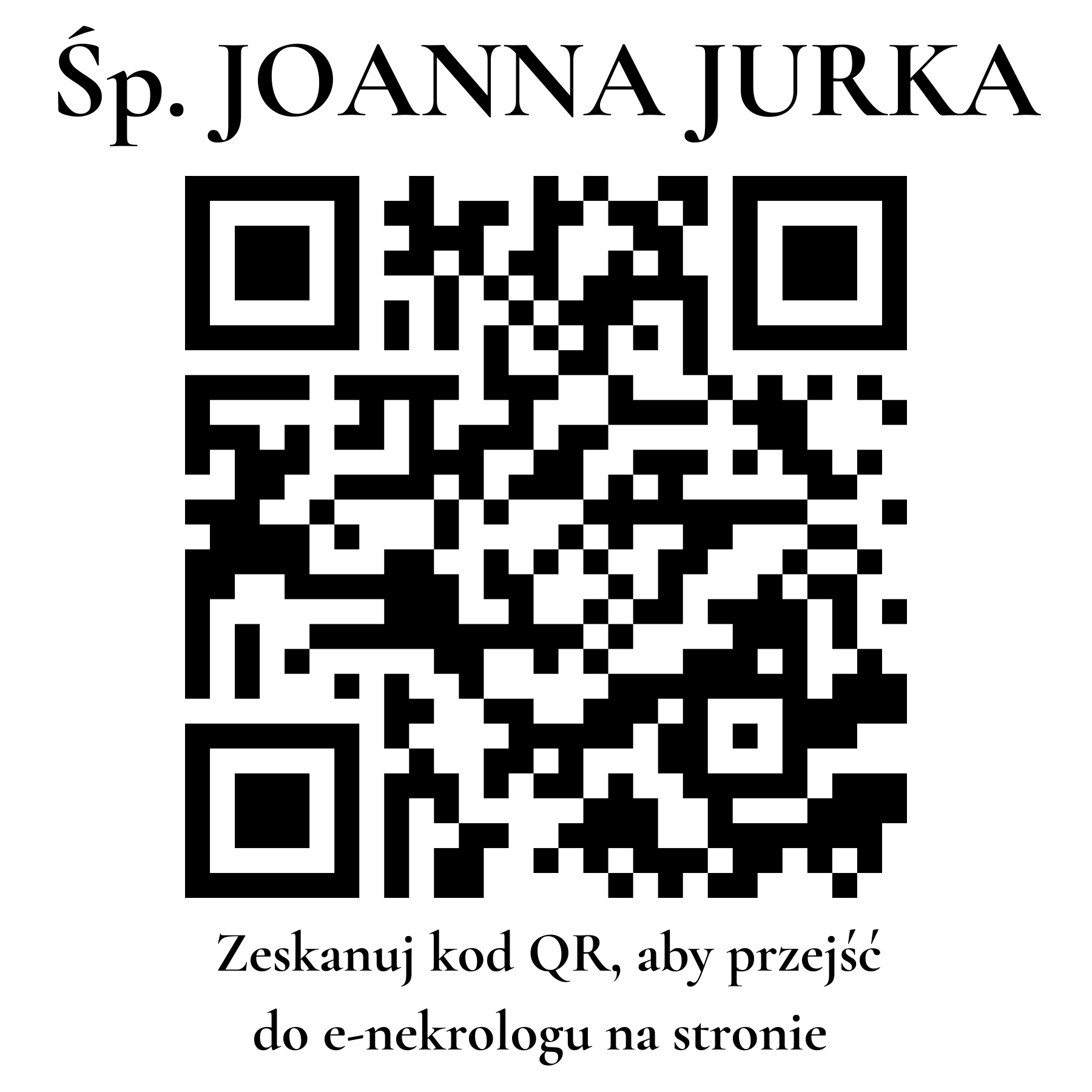 Kod QR do nekrologu JOANNA JURKA