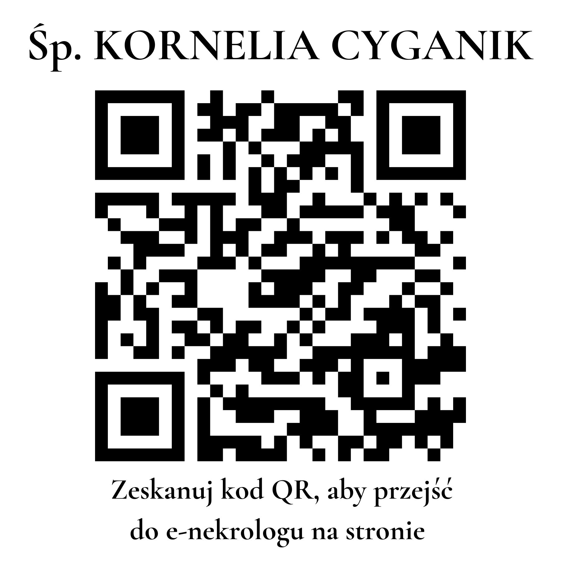 Kod QR do nekrologu KORNELIA CYGANIK