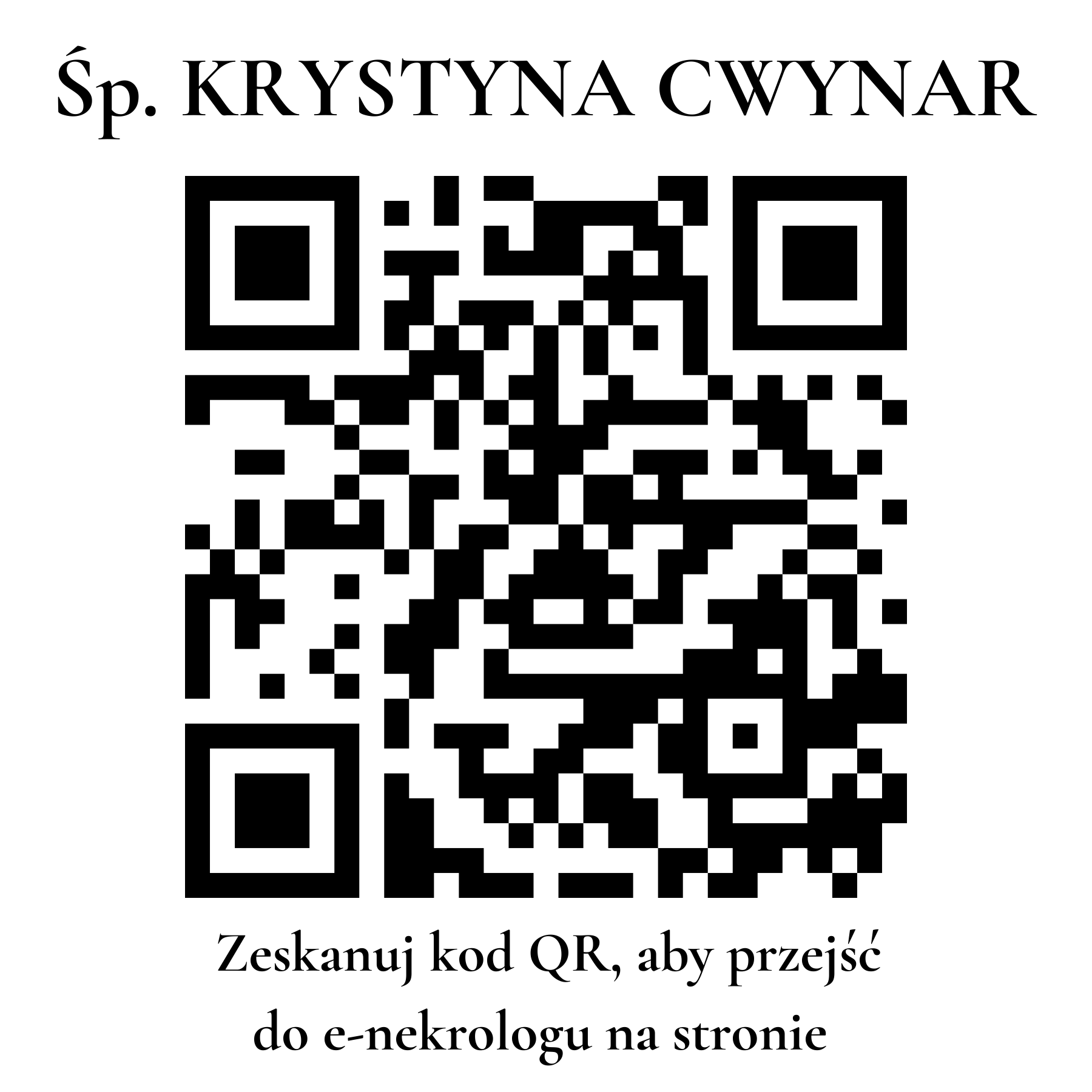 Kod QR do nekrologu KRYSTYNA CWYNAR