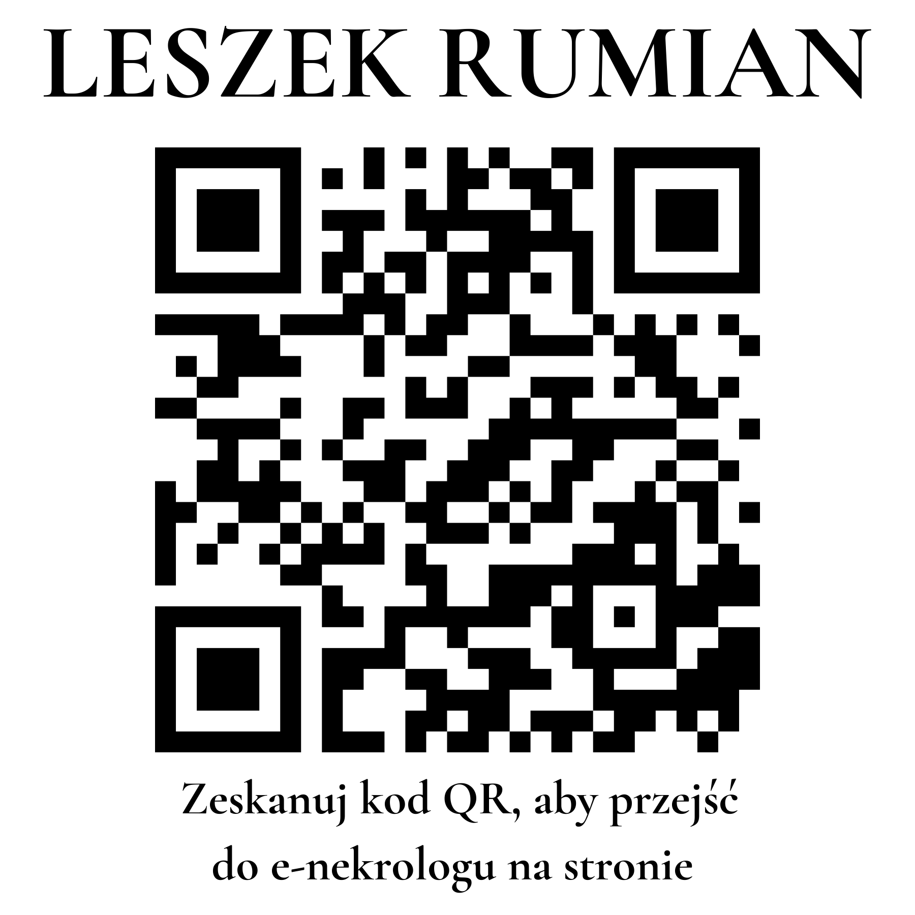 Kod QR do nekrologu LESZEK RUMIAN