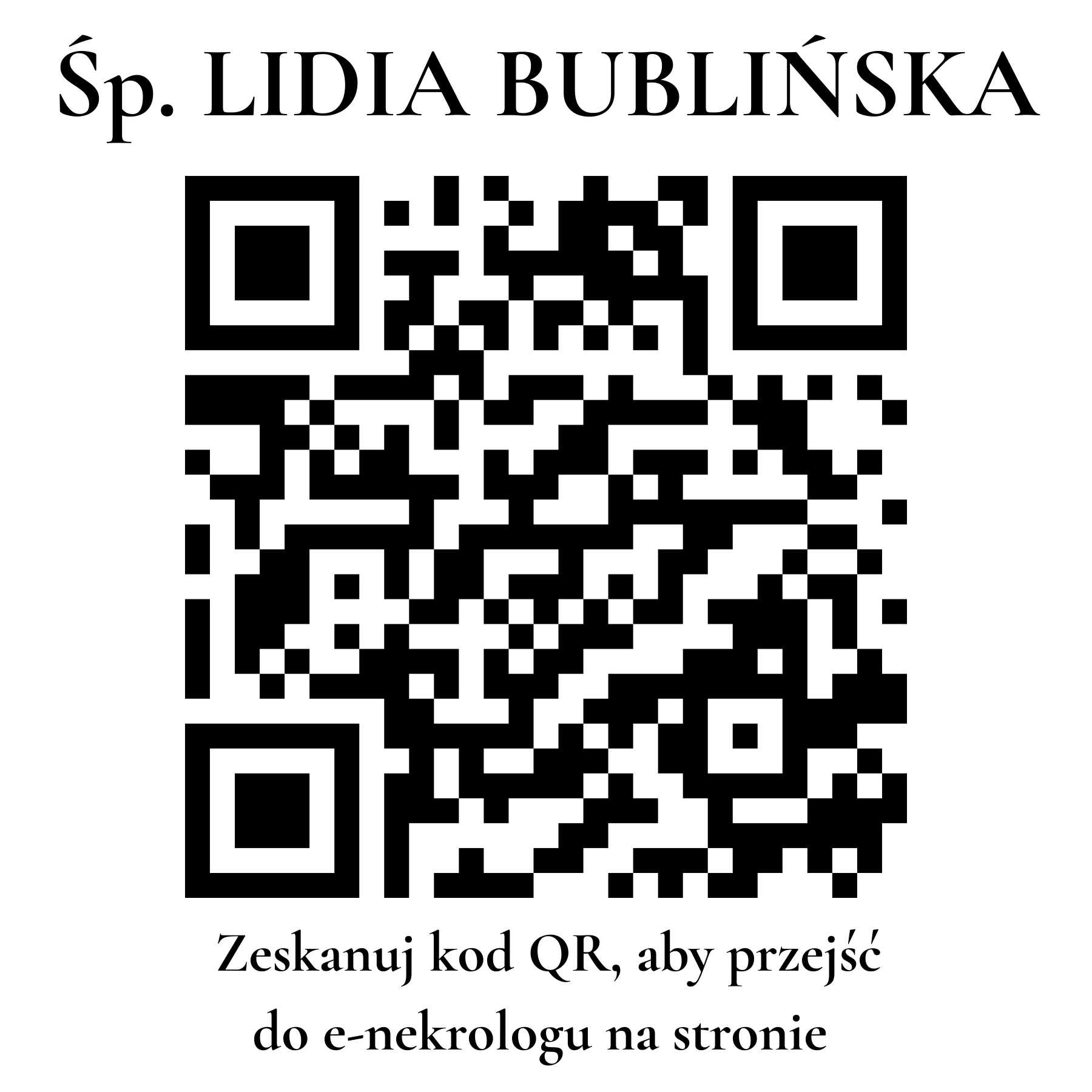 Kod QR do nekrologu LIDIA BUBLIŃSKA