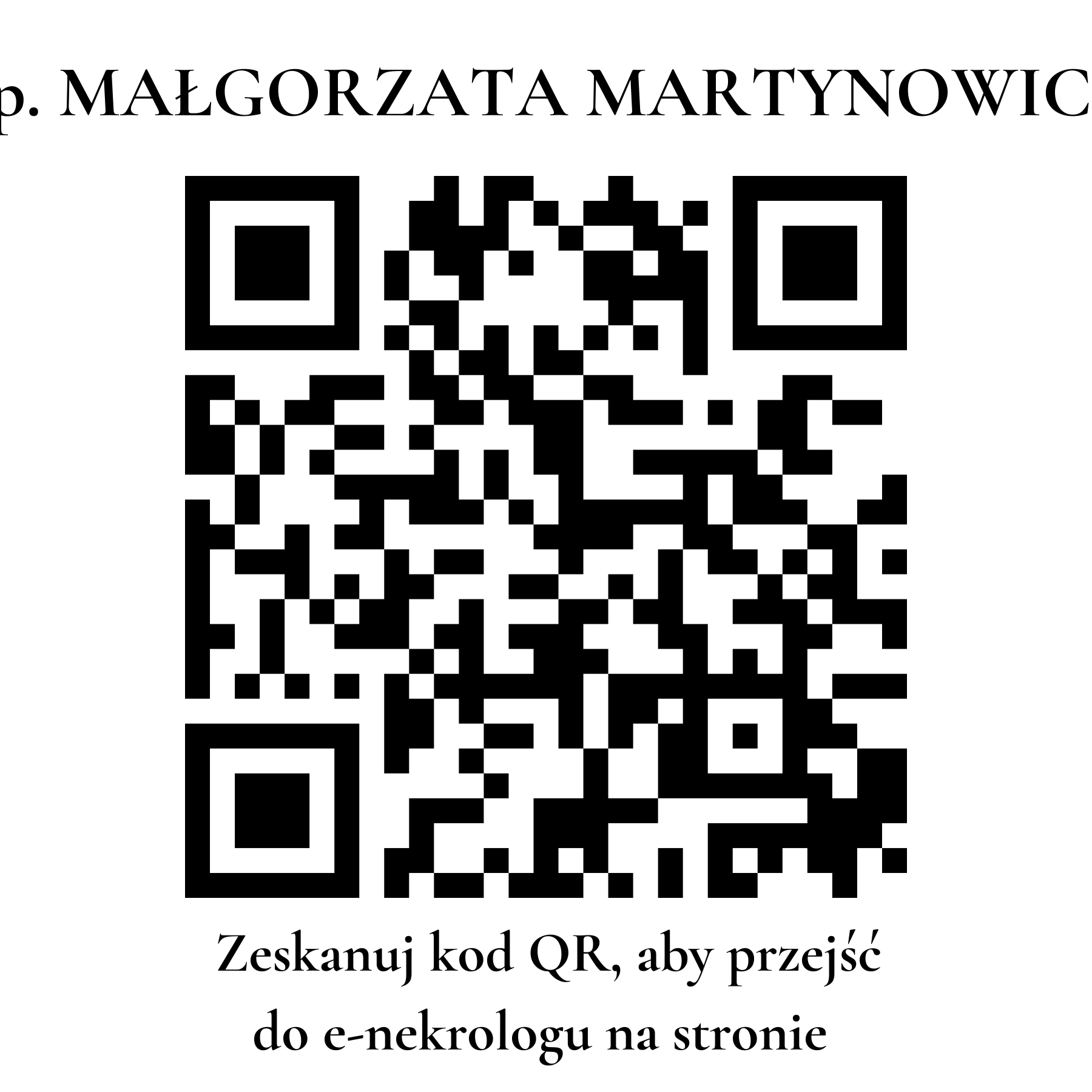 Kod QR do nekrologu MAŁGORZATA MARTYNOWICZ