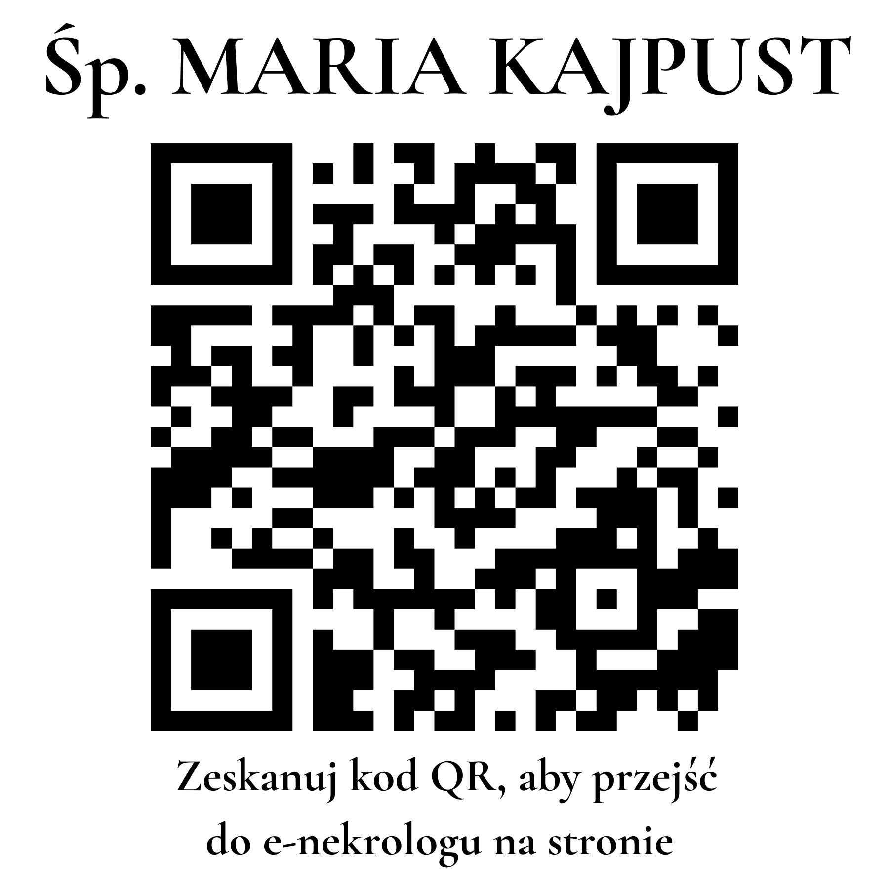 Kod QR do nekrologu MARIA KAJPUST