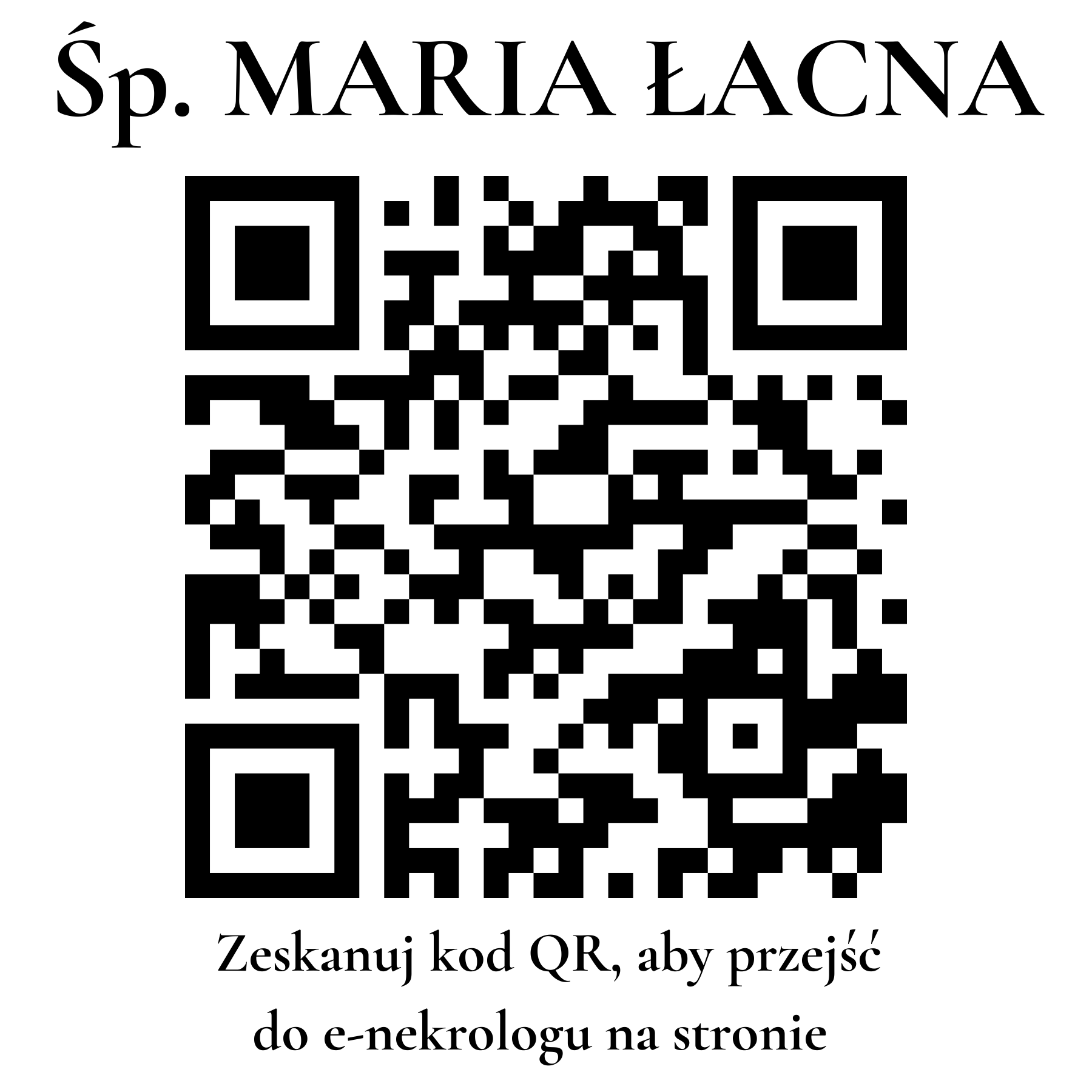 Kod QR do nekrologu MARIA ŁACNA