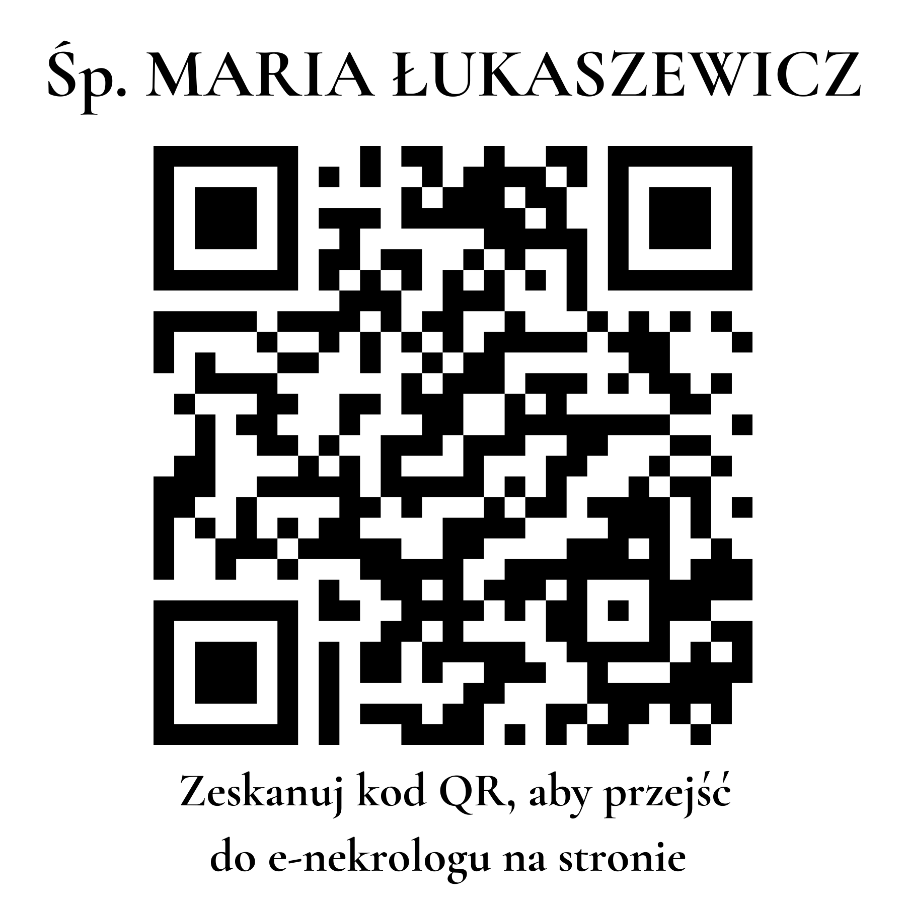 Kod QR do nekrologu MARIA ŁUKASZEWICZ
