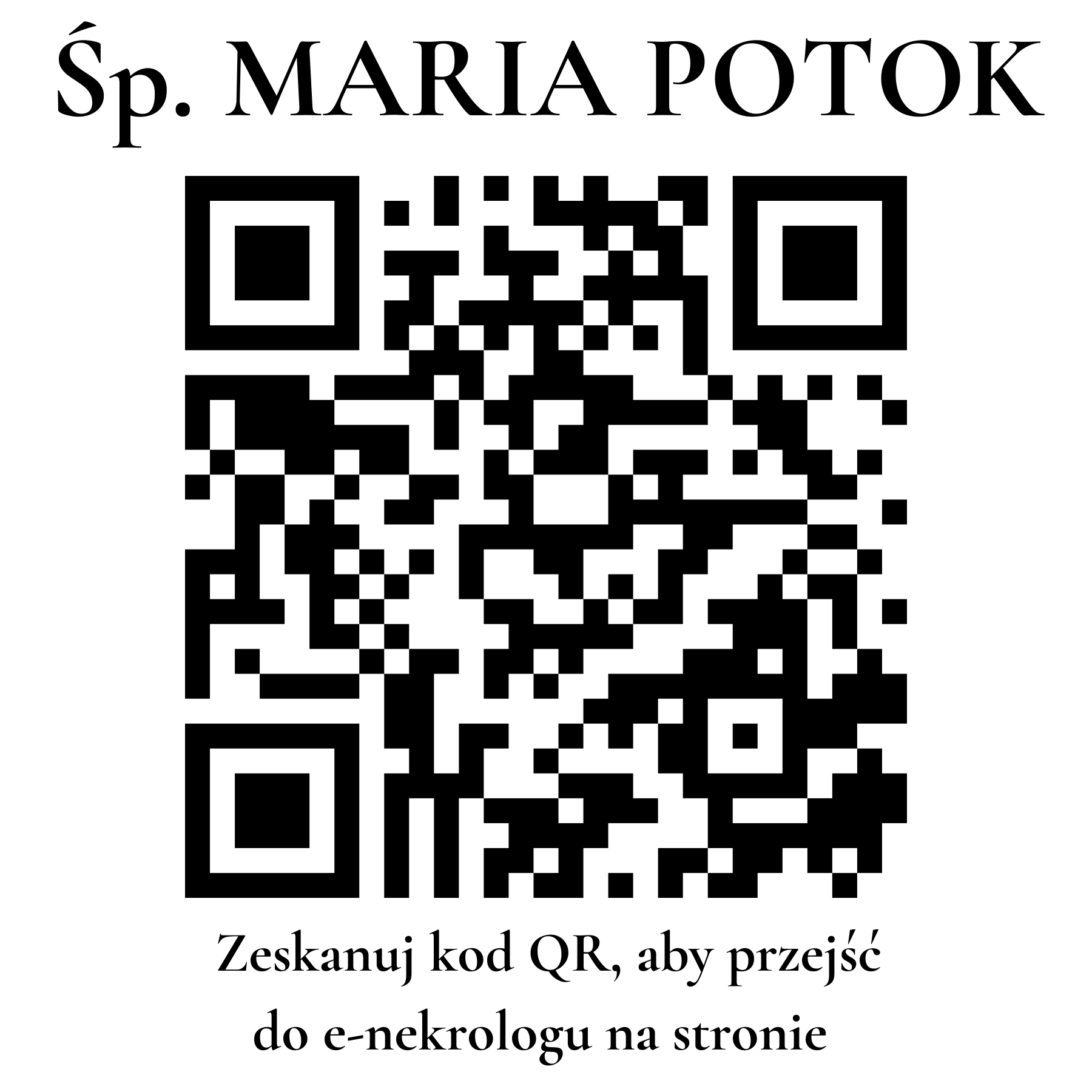 Kod QR do nekrologu MARIA POTOK