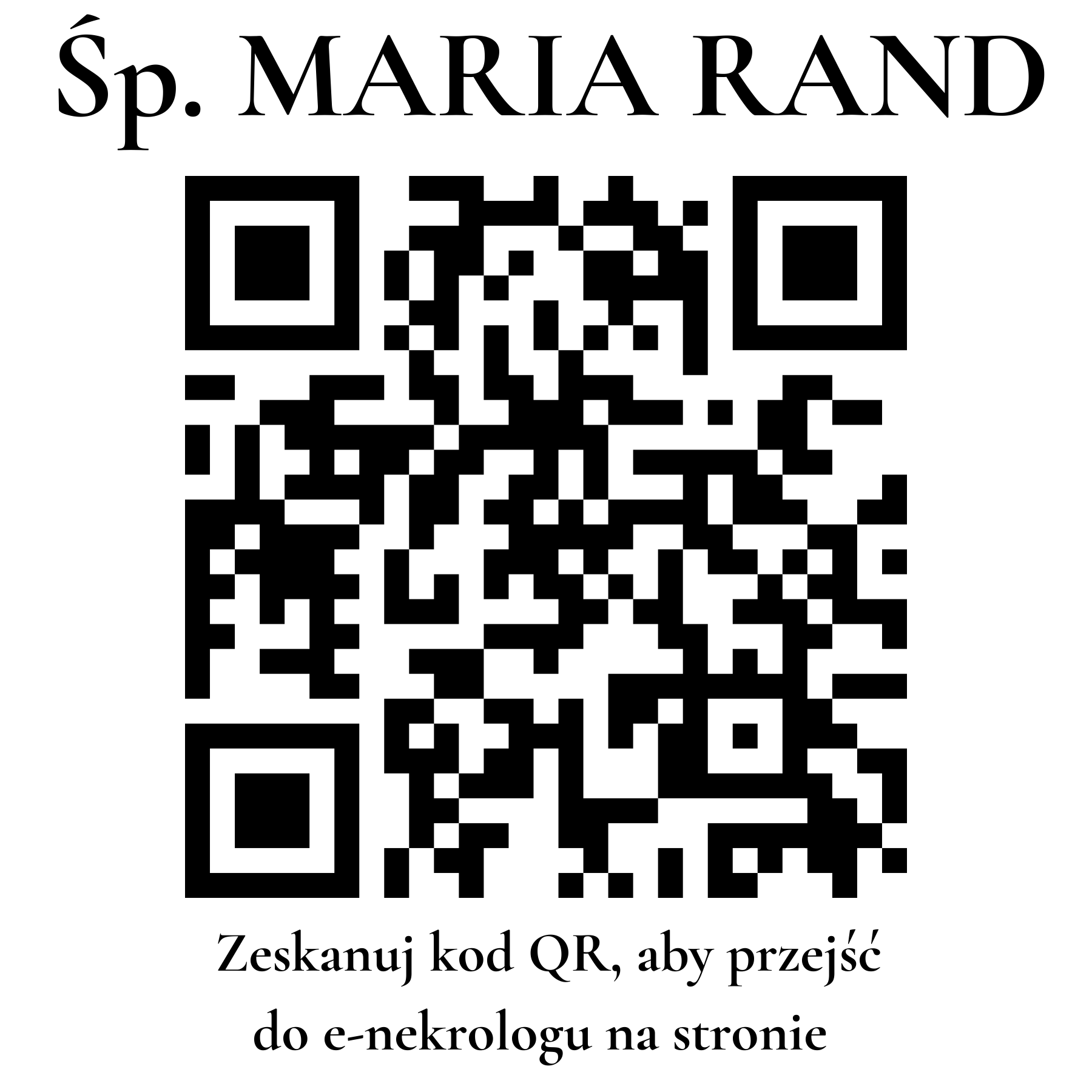 Kod QR do nekrologu MARIA RAND