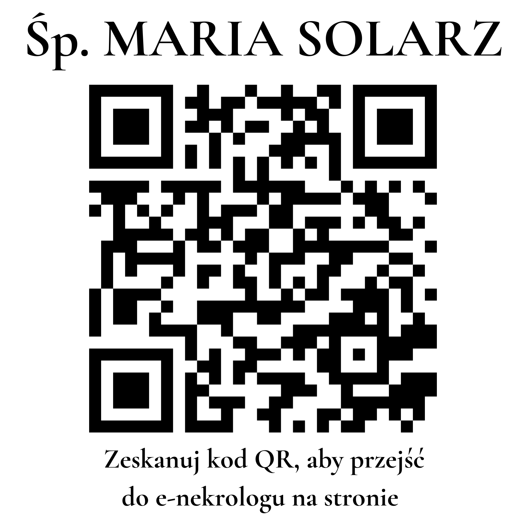 Kod QR do nekrologu MARIA SOLARZ