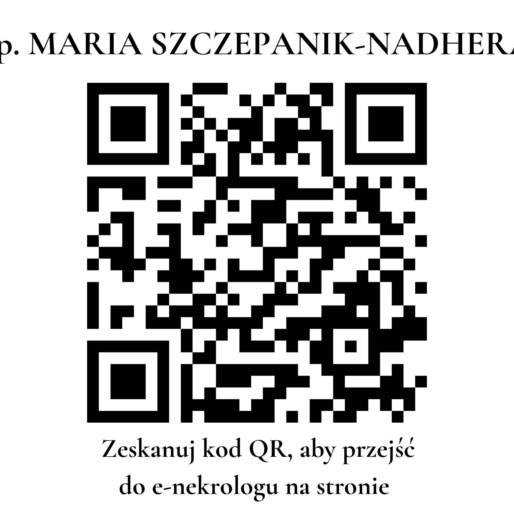 Kod QR do nekrologu MARIA SZCZEPANIK-NADHERA