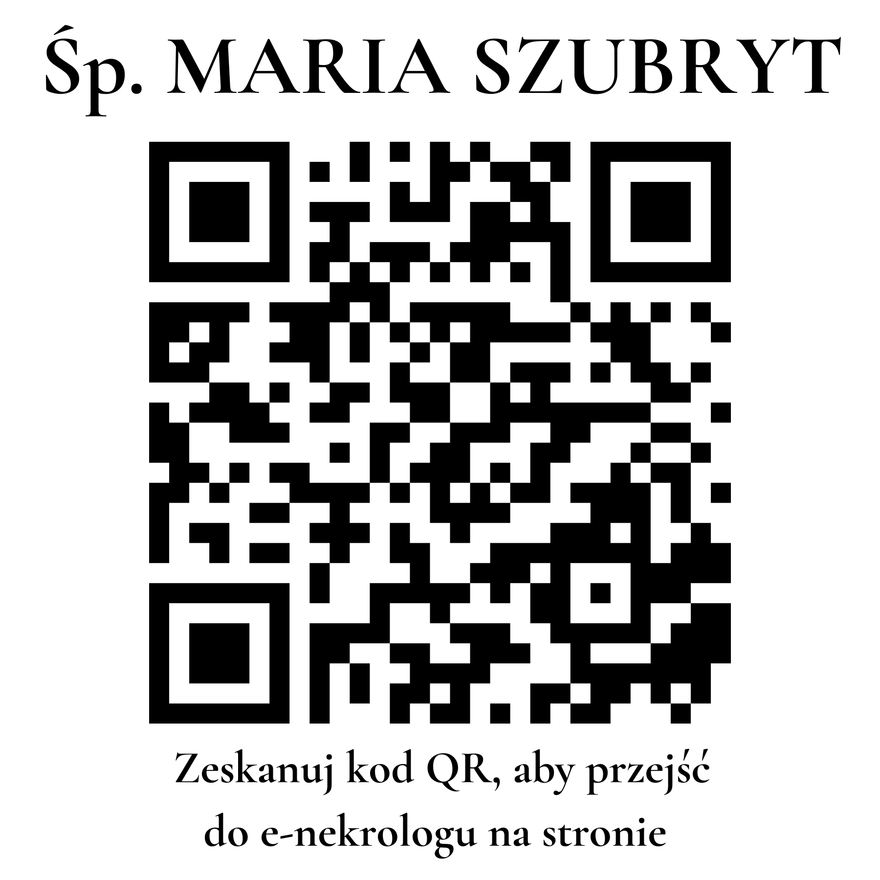 Kod QR do nekrologu MARIA SZUBRYT