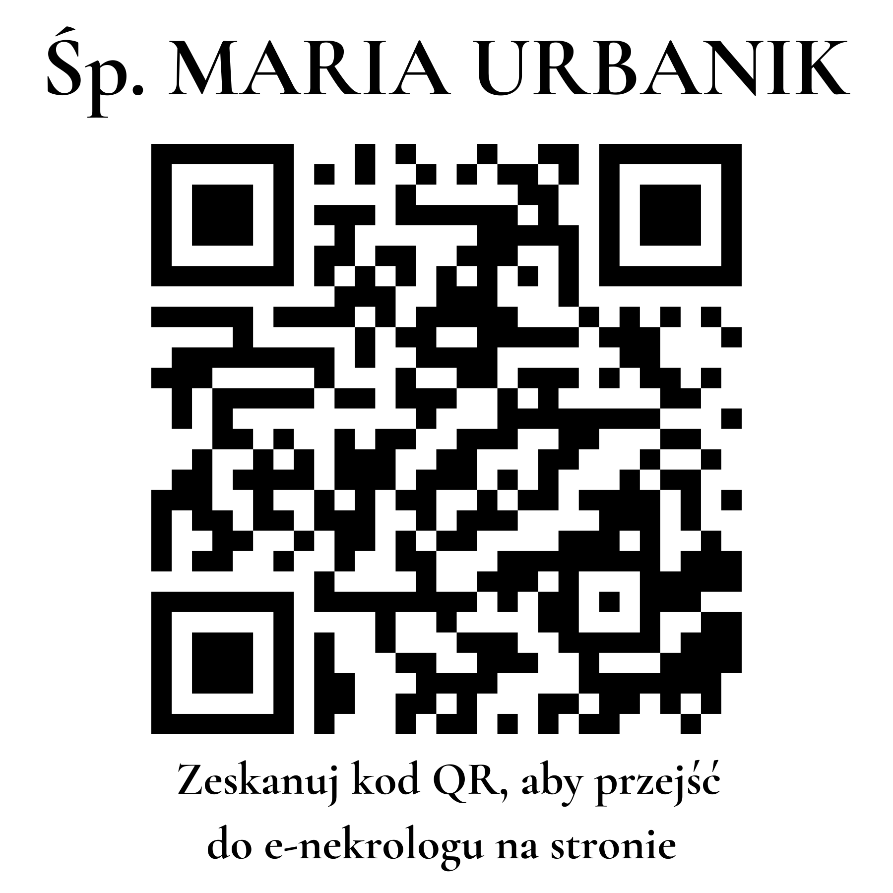 Kod QR do nekrologu MARIA URBANIK Kod QR do nekrologu MARIA URBANIK