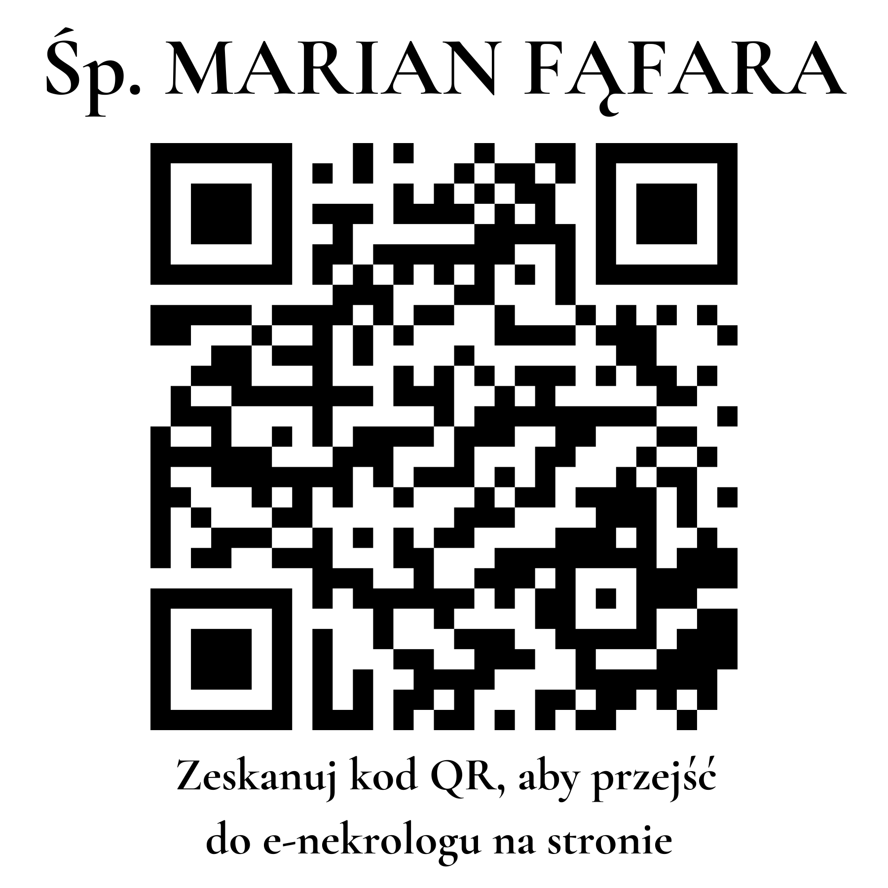 Kod QR do nekrologu MARIAN FĄFARA Kod QR do nekrologu MARIAN FĄFARA