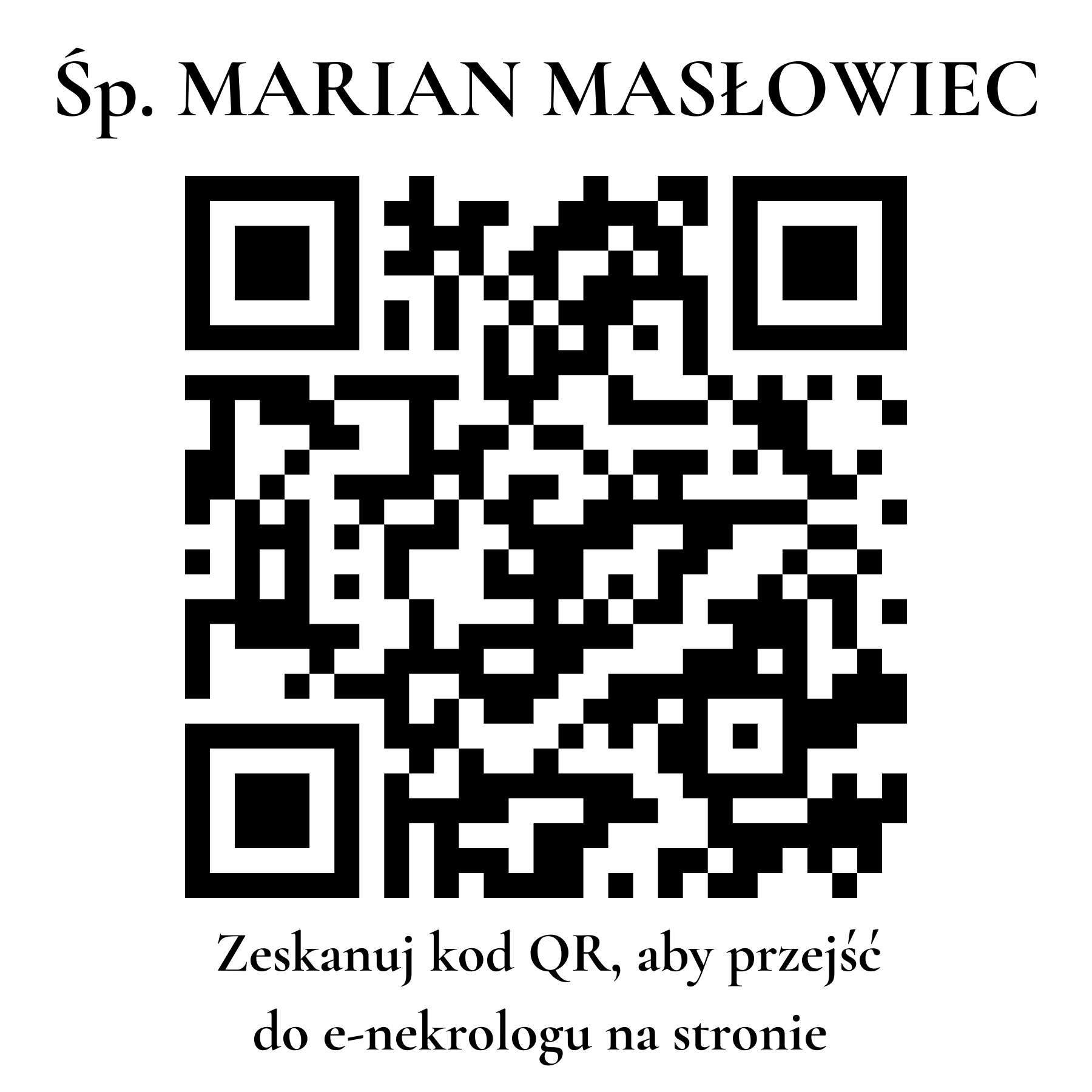 Kod QR do nekrologu MARIAN MASŁOWIEC