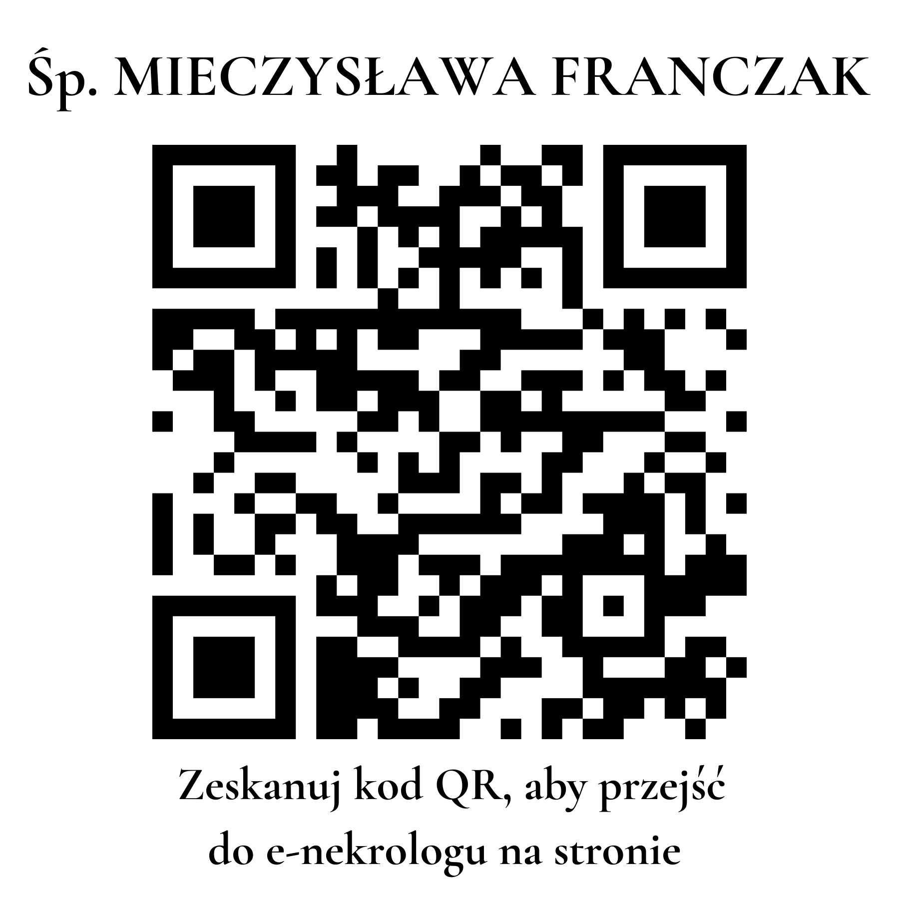 Kod QR do nekrologu MIECZYSŁAWA FRANCZAK