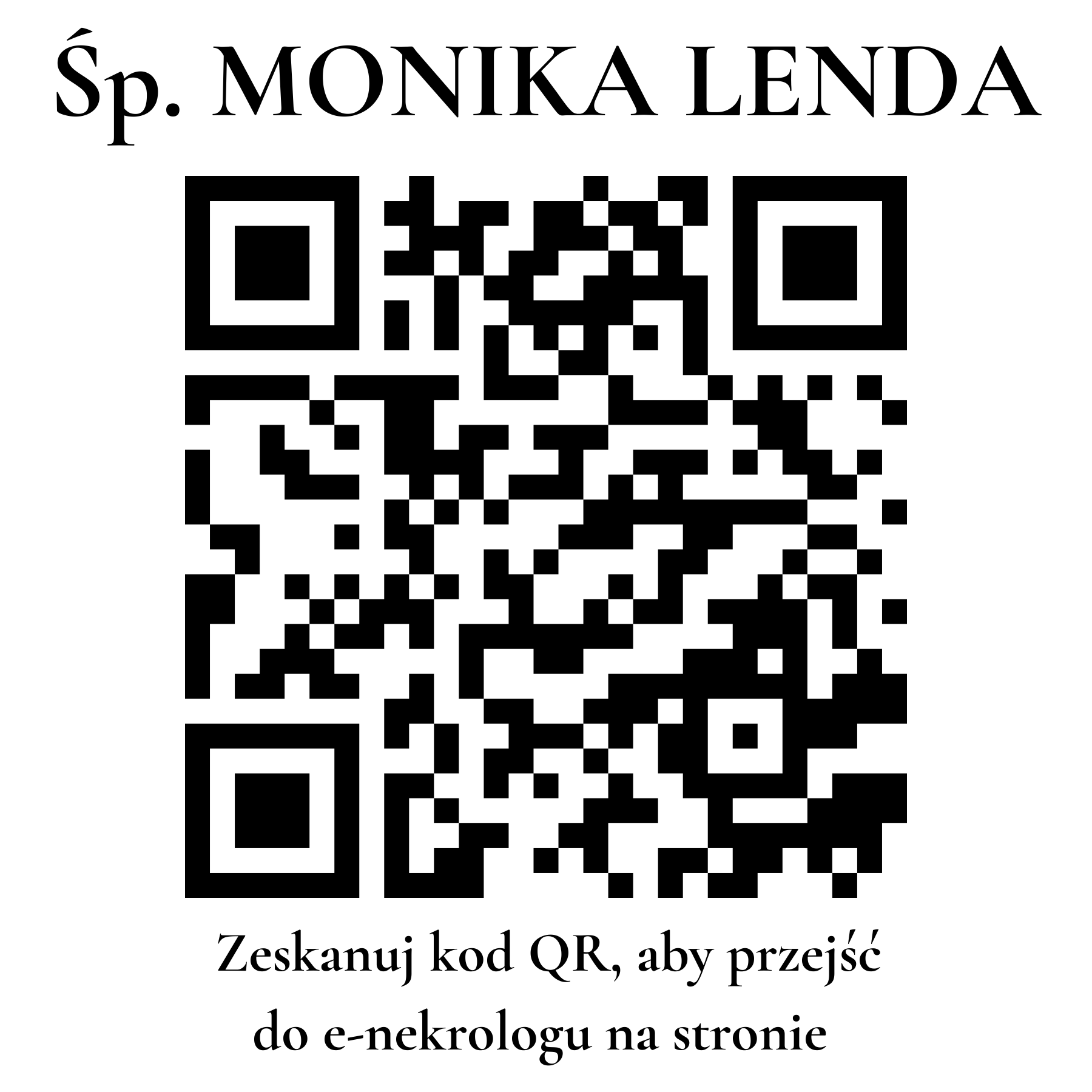 Kod QR do nekrologu MONIKA LENDA