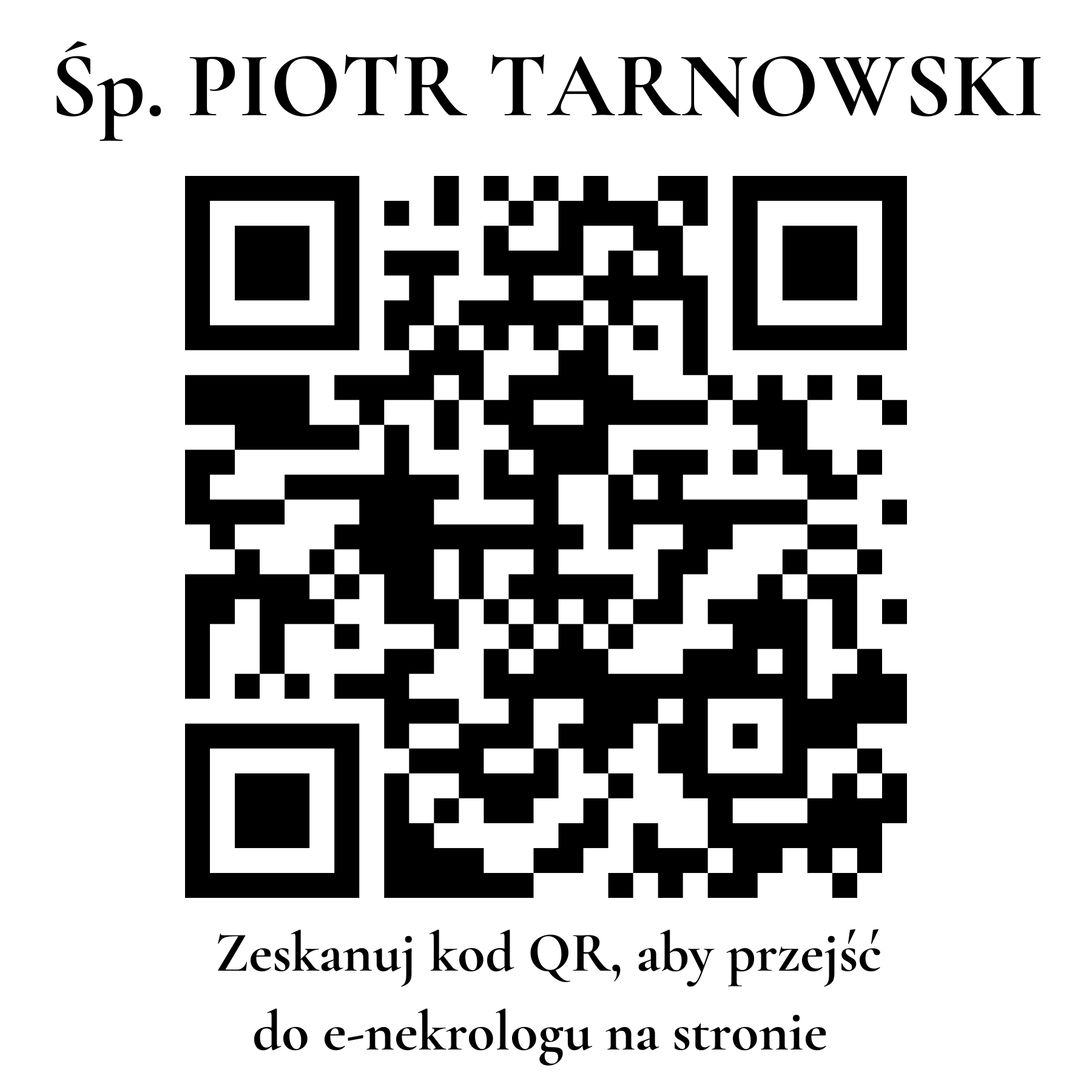 Kod QR do nekrologu PIOTR TARNOWSKI