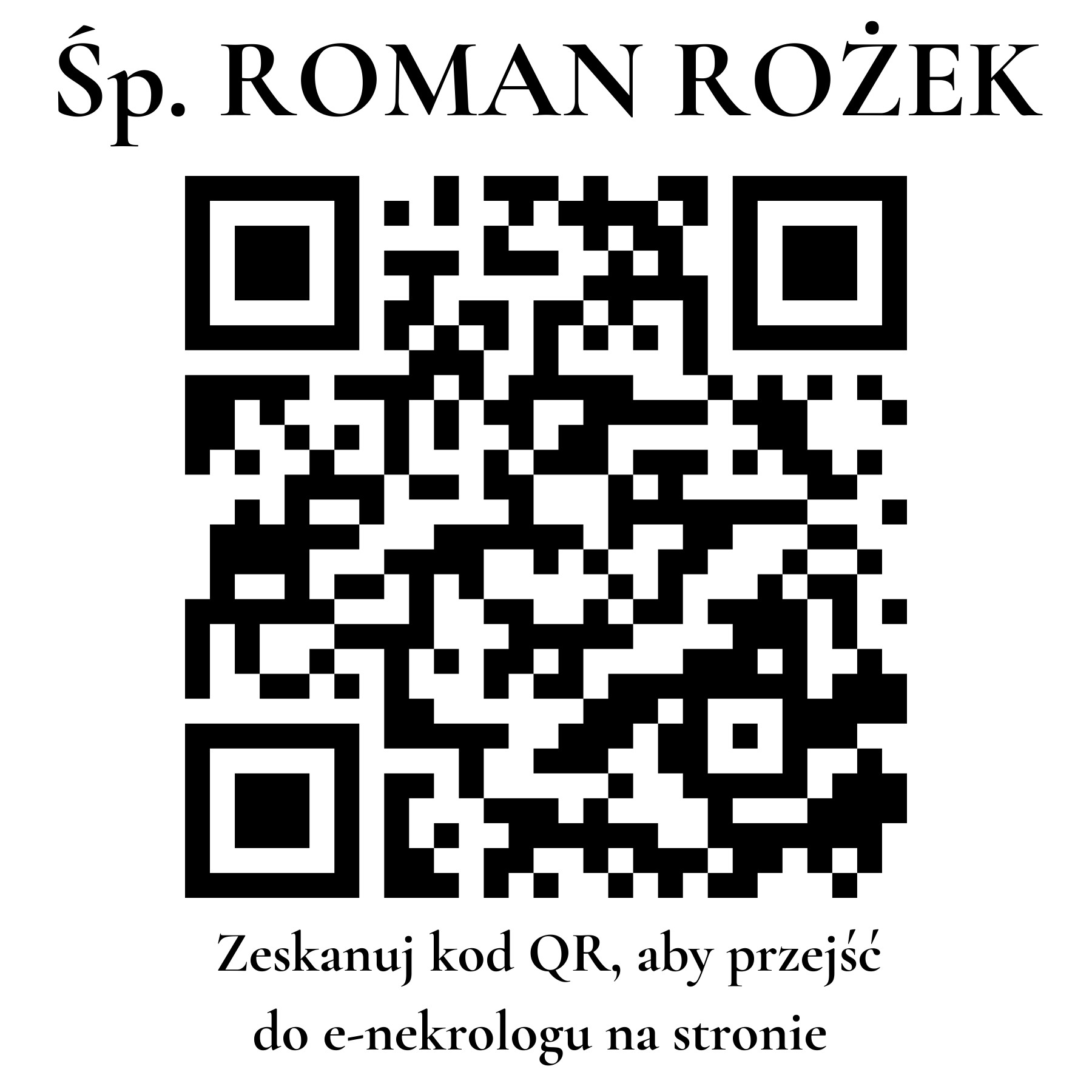 Kod QR do nekrologu ROMAN ROŻEK