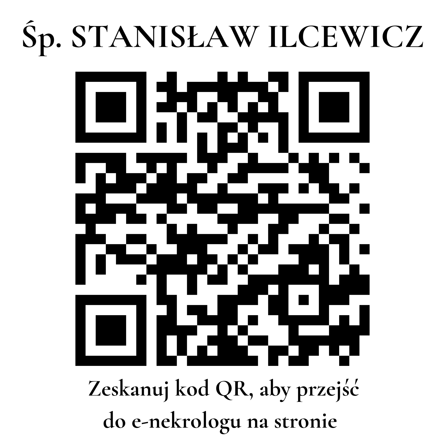 Kod QR do nekrologu STANISŁAW ILCEWICZ